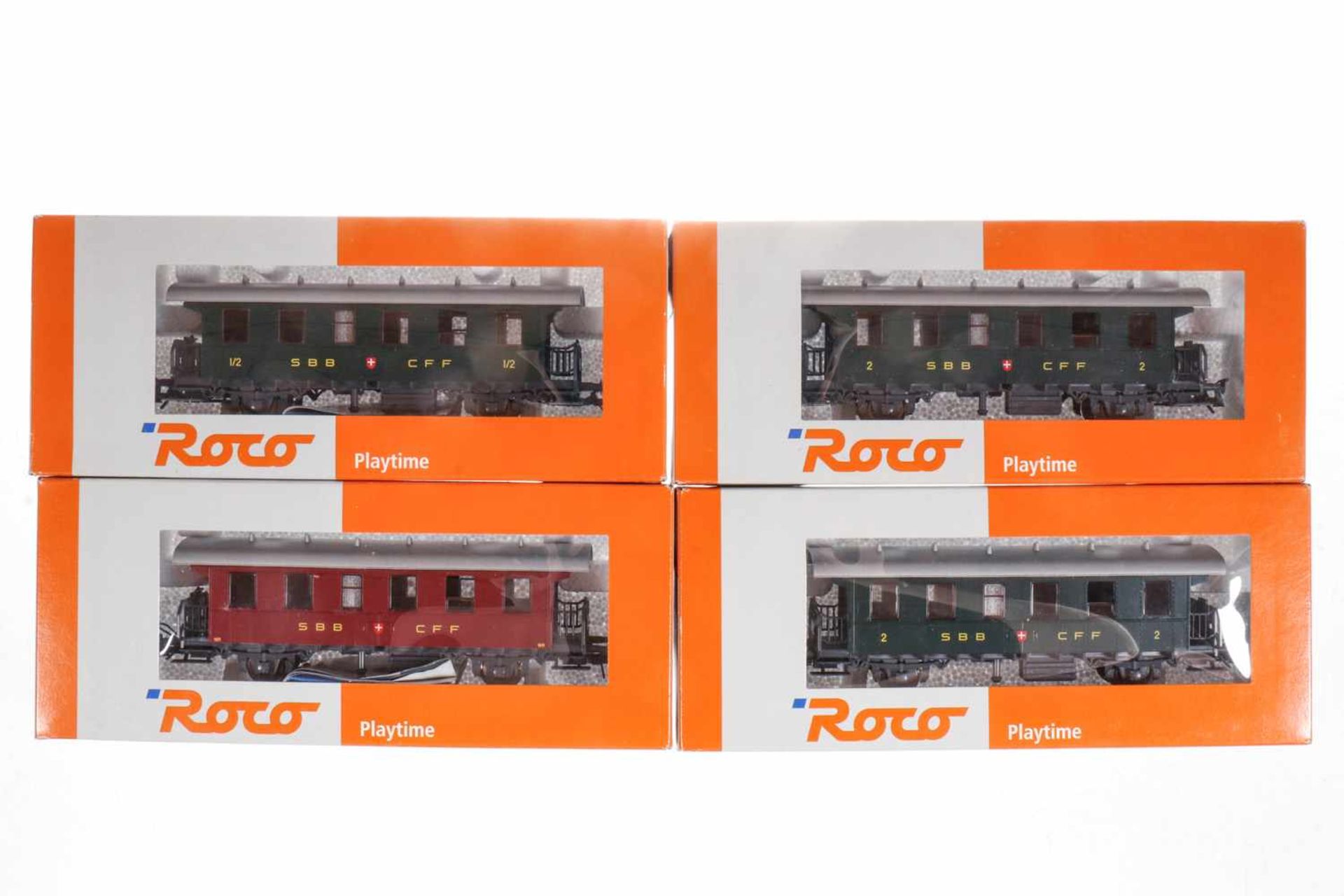 4 Roco Playtime Wagen 45007, 2x 45022 und 45039, S H0, je im OK, Z 1-2