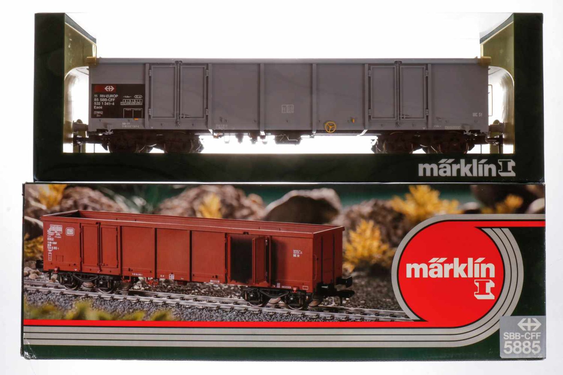 Märklin offener Güterwagen 5885, S 1, grau, L 44, OK, Z 1-2