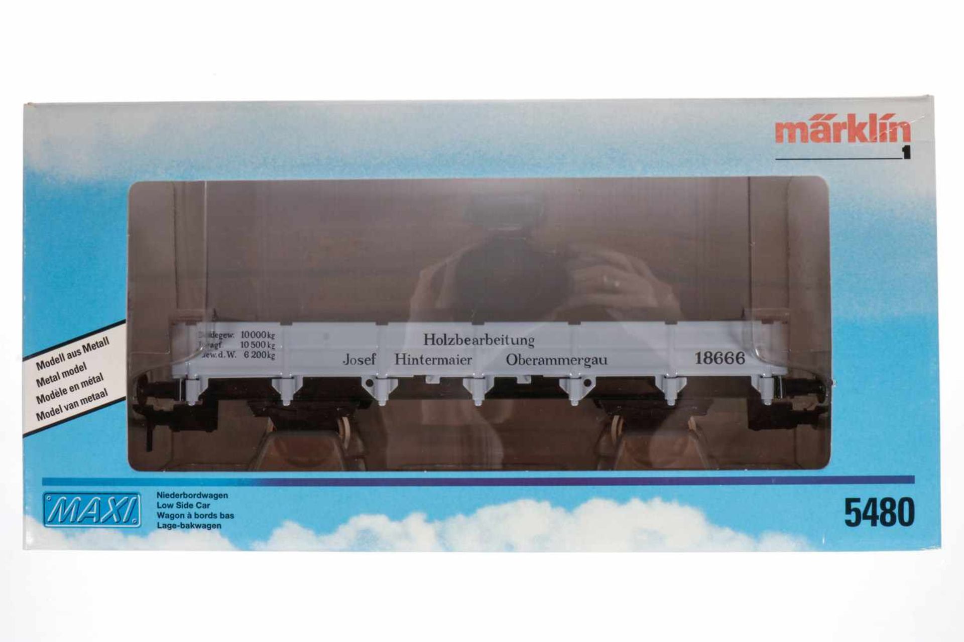 Märklin Maxi Niederbordwagen 5480, S 1, grau, L 27,5, OK, Z 1-2