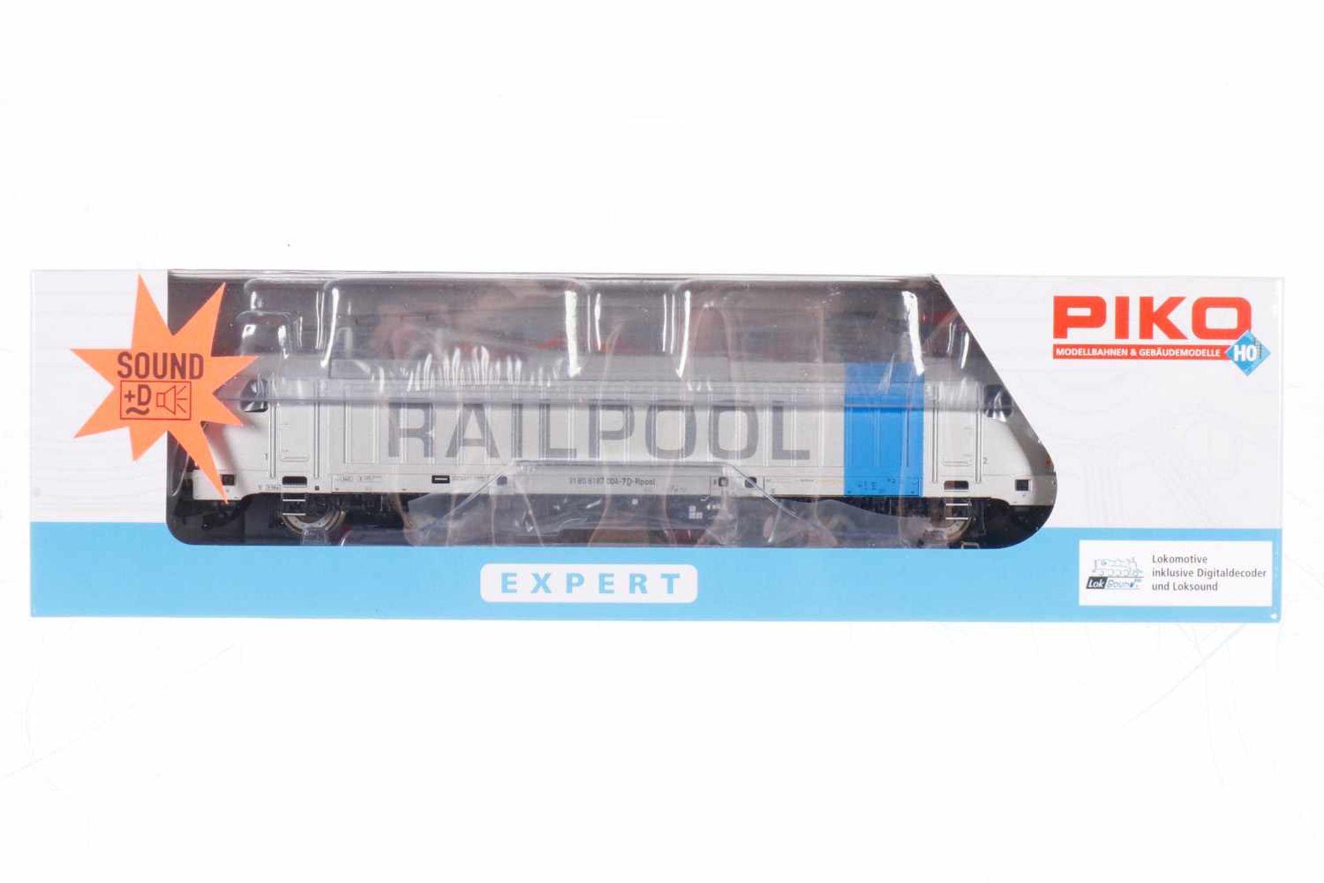 Piko Expert E-Lok "BR 187 Railpool" 51565-2, S H0, silber/blau, OK, Z 1-2