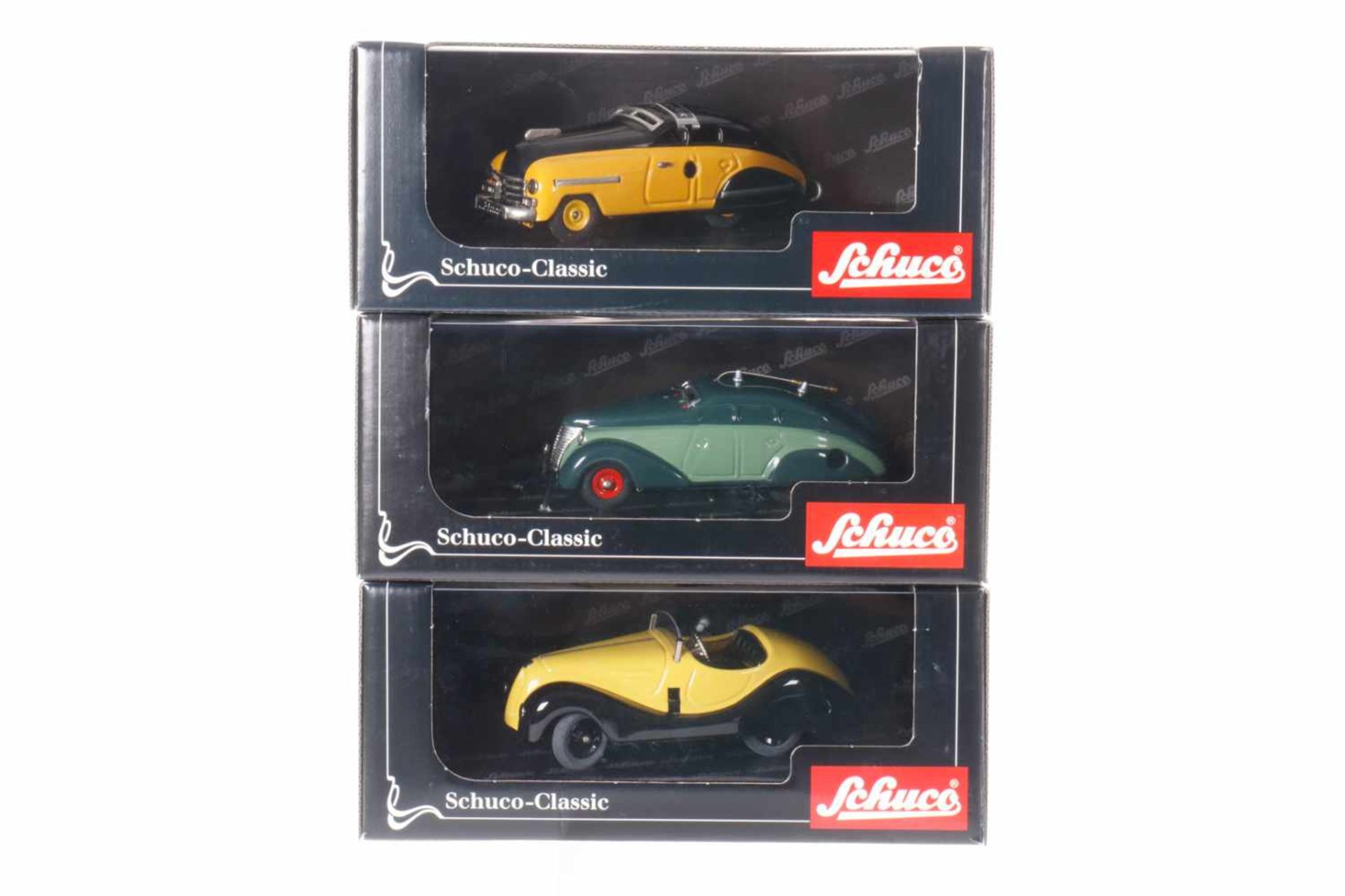 3 Schuco-Classic Automodelle, Nr. 01721, 01210, 01039, je im OK, Z 1-2