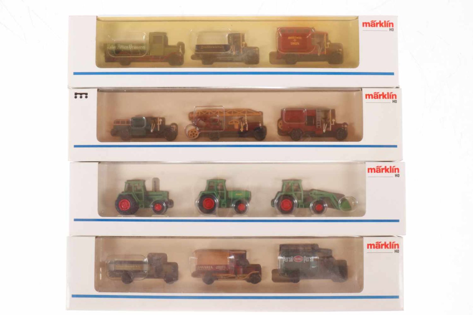 4 Märklin Wagenpackungen 1887, 1893, 1898 und 1899, je im OK, Z 1-2