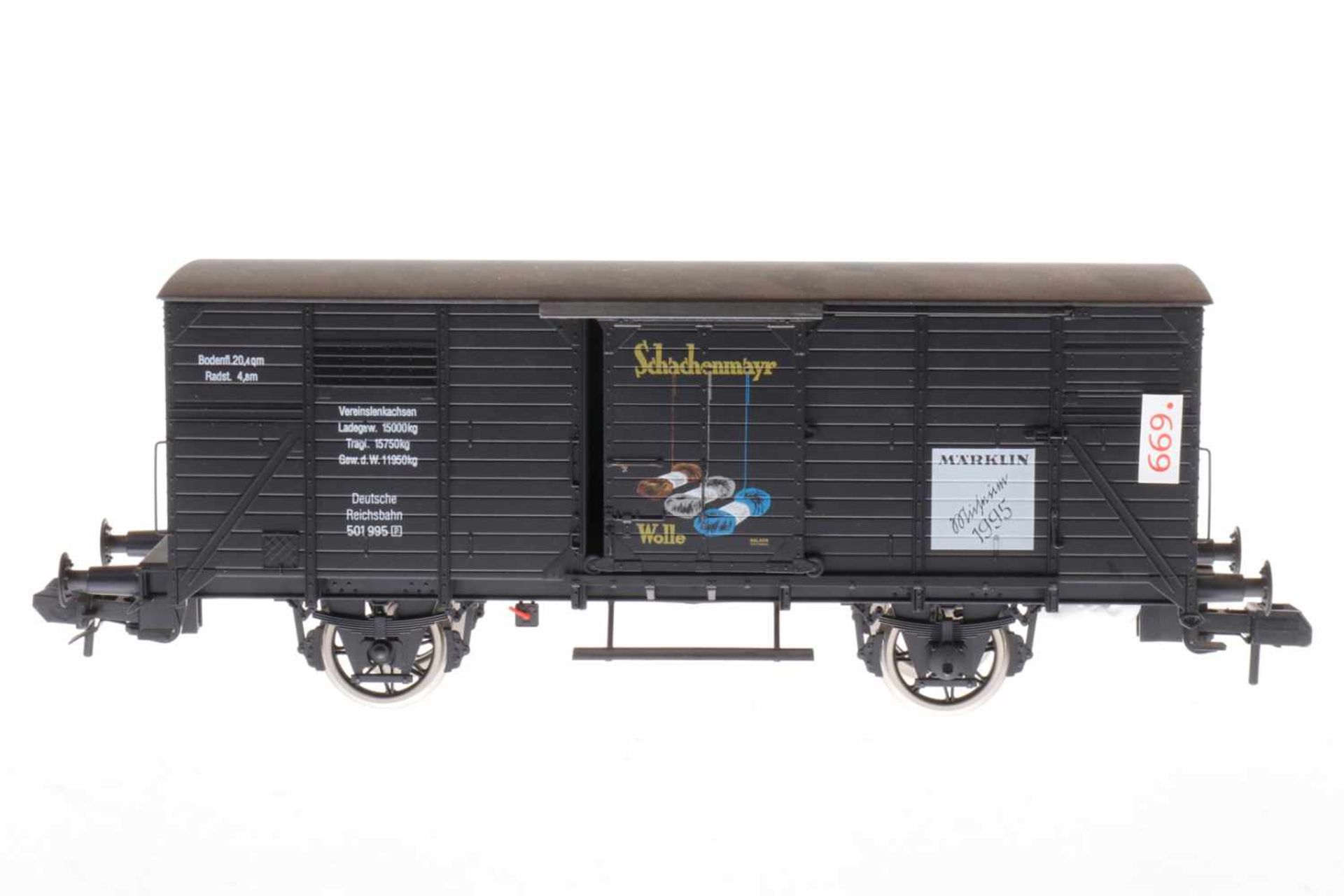Märklin gedeckter Güterwagen, S 1, schwarz, bespielt