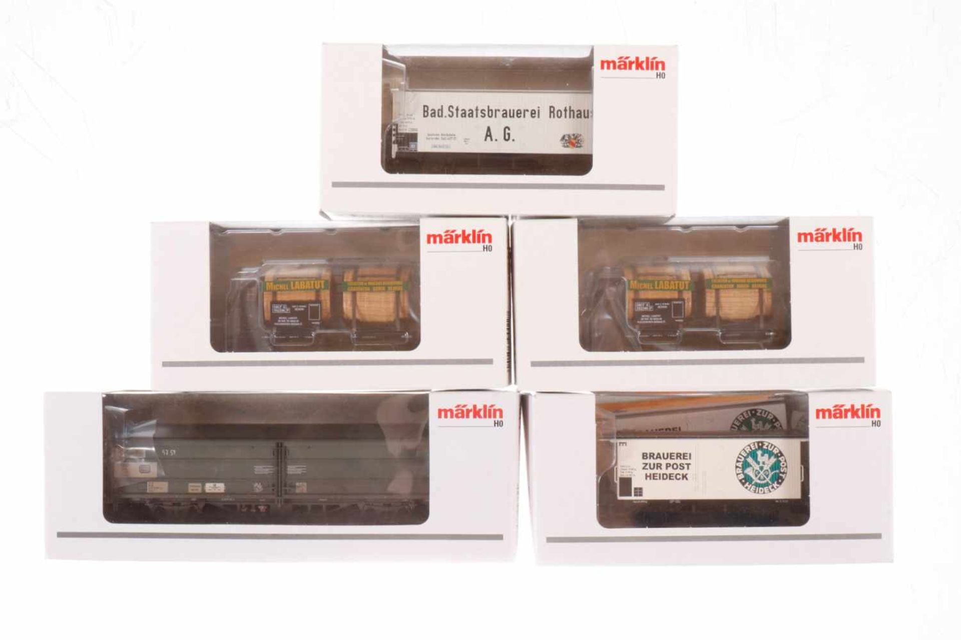 5 Märklin Wagen 94262, 94382, 2x 94422 und 94430, S H0, je im OK, Z 1-2