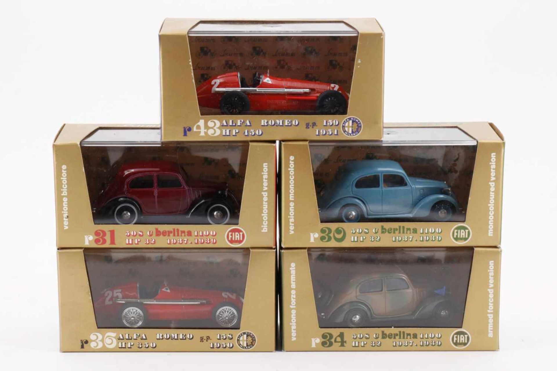 5 brumm Automodelle Nr. 30, 31, 34, 36 und 43, Maßstab 1:43, je im OK, Z 1-2- - -22.50 % buyer's