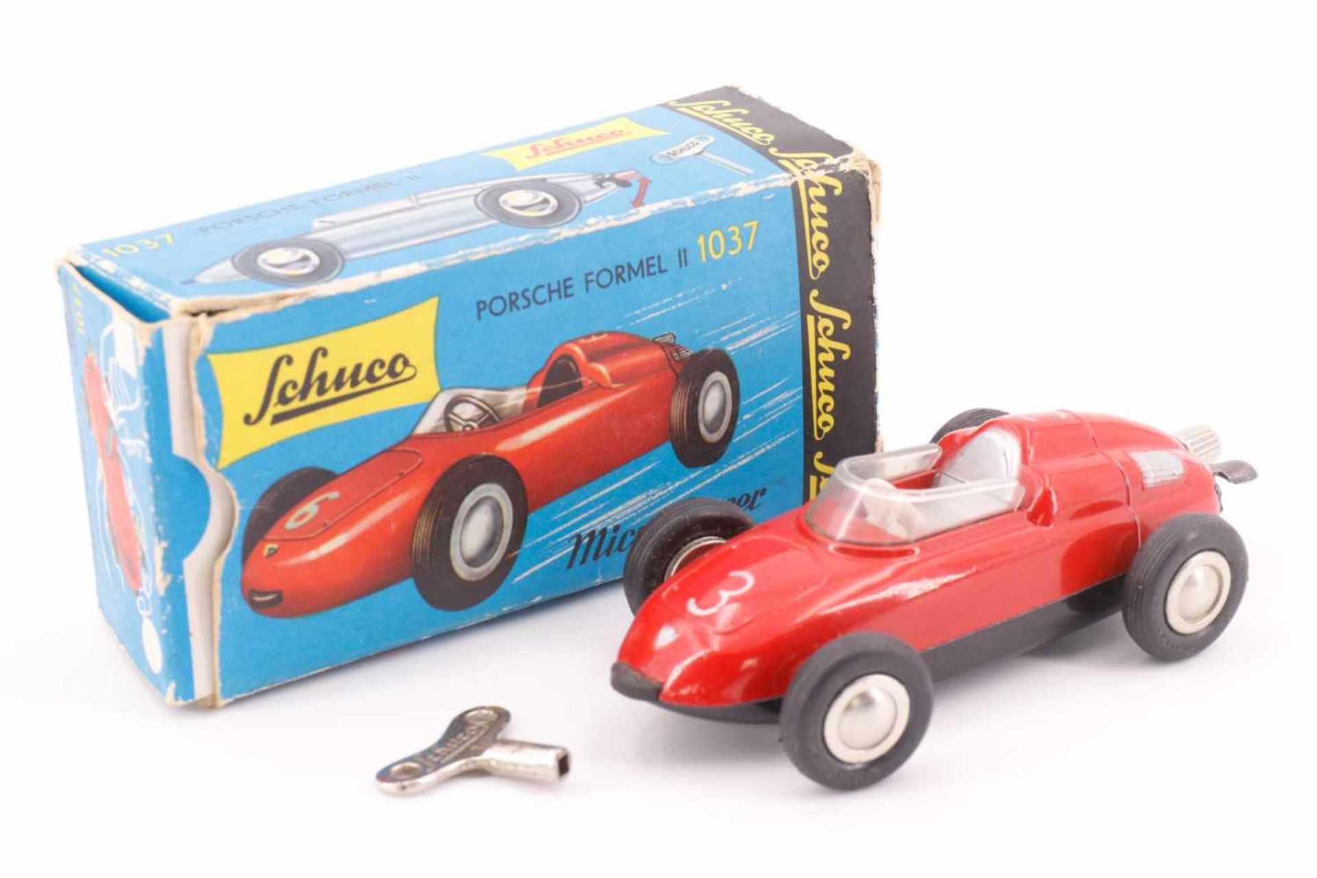 Schuco Micro Racer 1037, Western Germany, rot, Uhrwerk intakt, mit Schlüssel, leichte