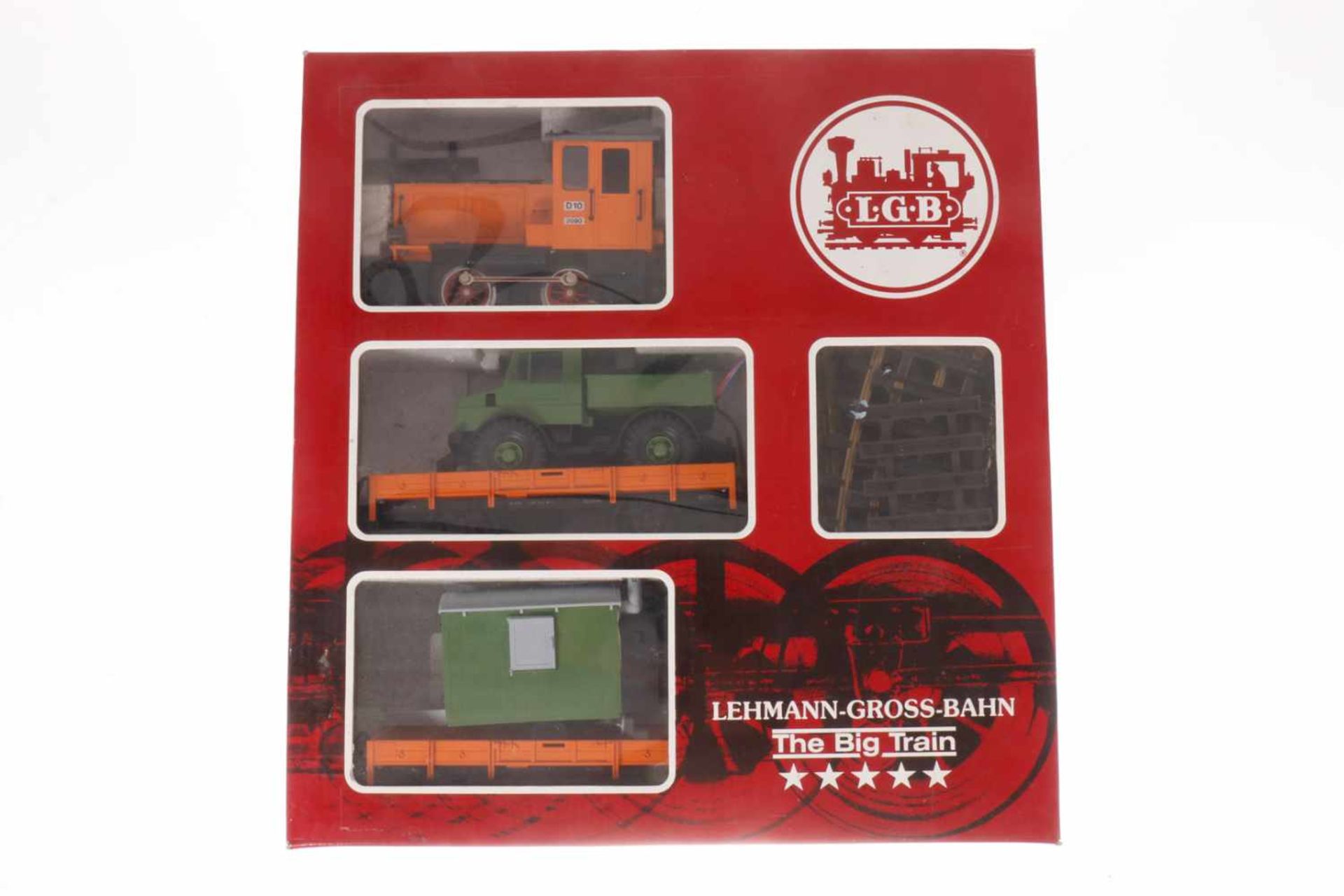 LGB Zugpackung "The Big Train" 20530, S G, mit Lok, 2 beladenen Wagen, Schienen, Figuren und