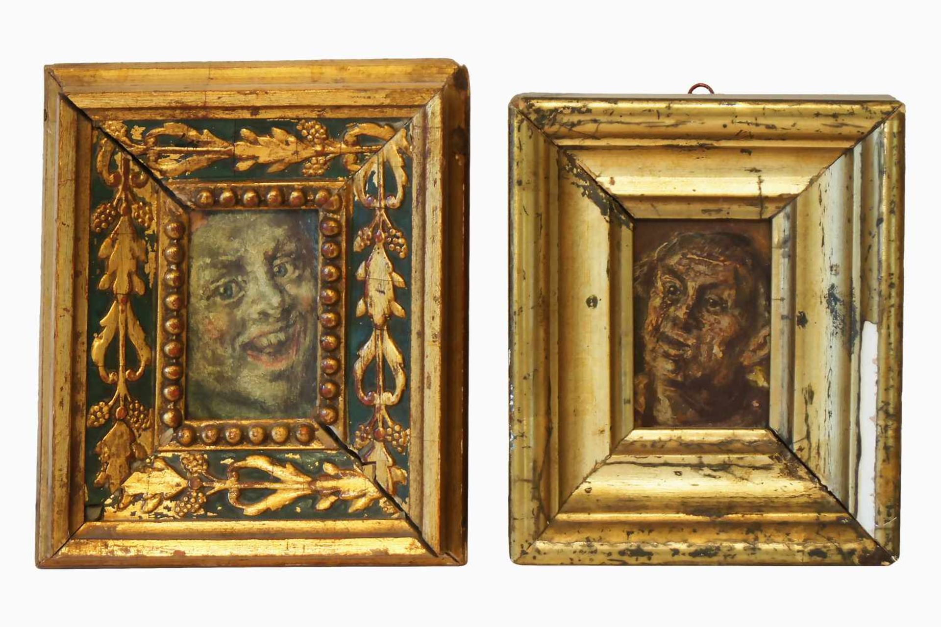 Leo von Welden, Zwei kleine Portraits, Öl/Pappe, unsigniert, 1947, eines mit Widmung,