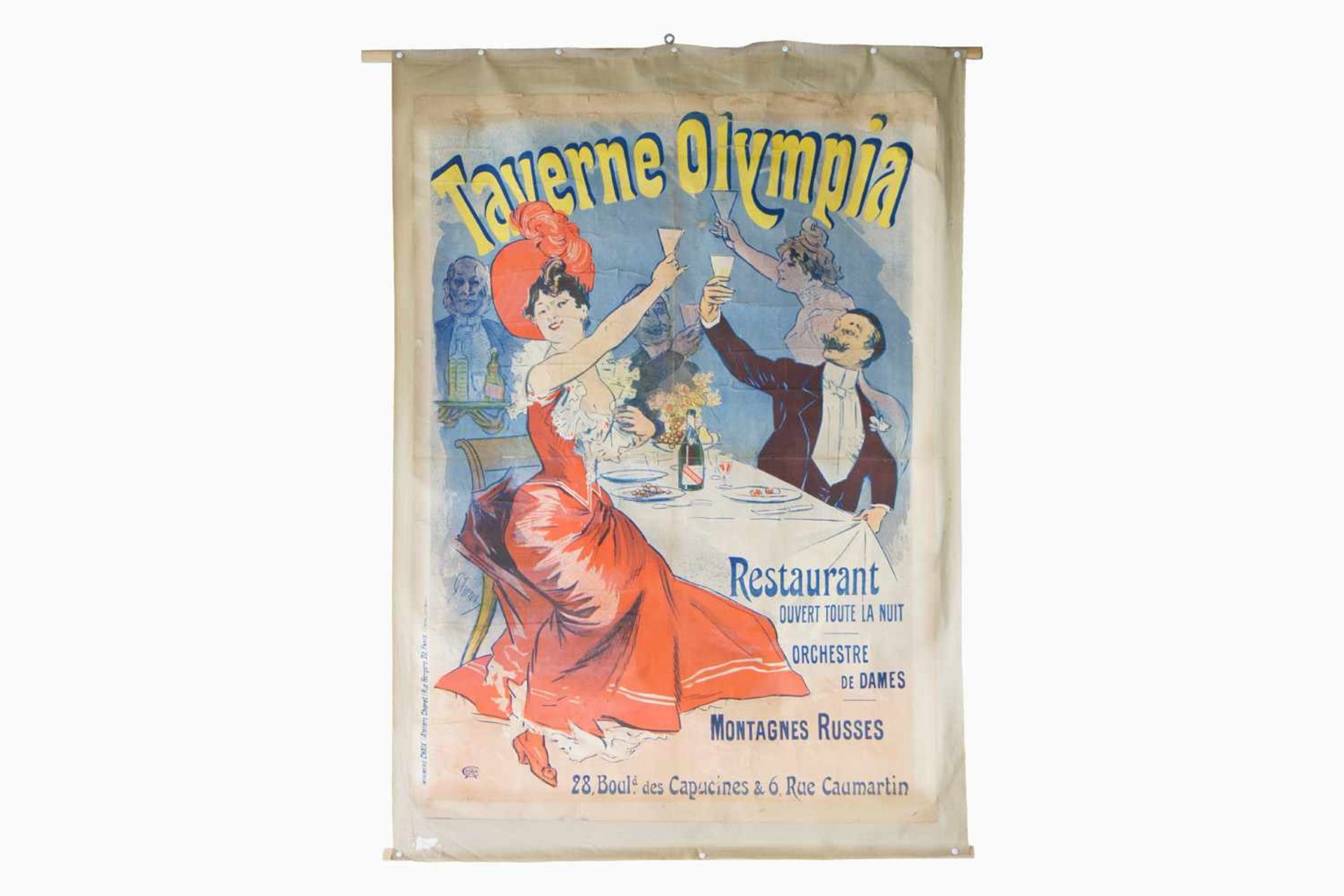 "Taverne Olympia" Werbeplakat um 1899, Imprimerie Chaix, Ateliers Cheret, Paris, Papier tw