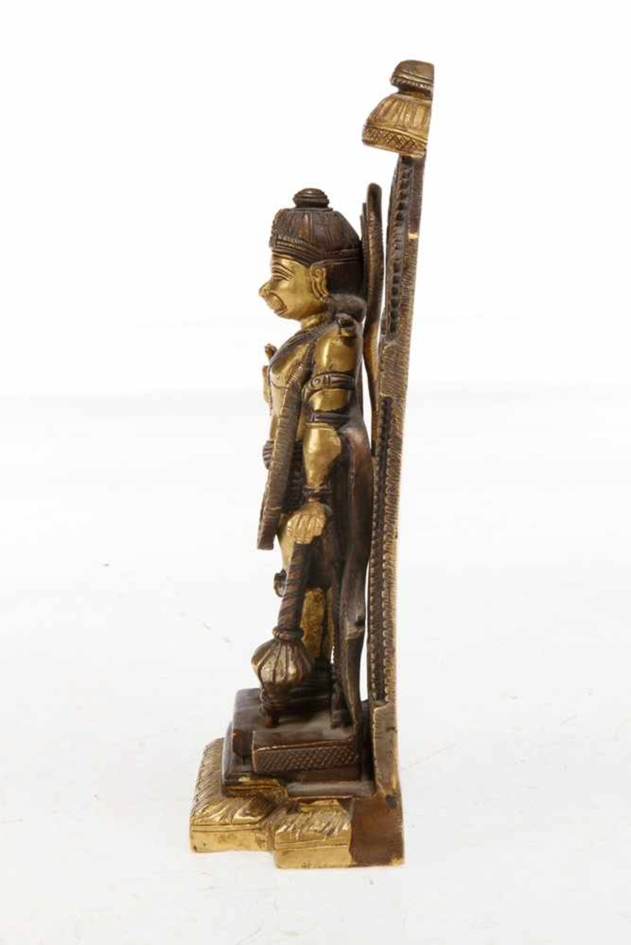 Bronzealtar mit indischer Gottheit Hanuman, patiniert und vergoldet, Sohn von Shiva, beliebte - Bild 5 aus 8
