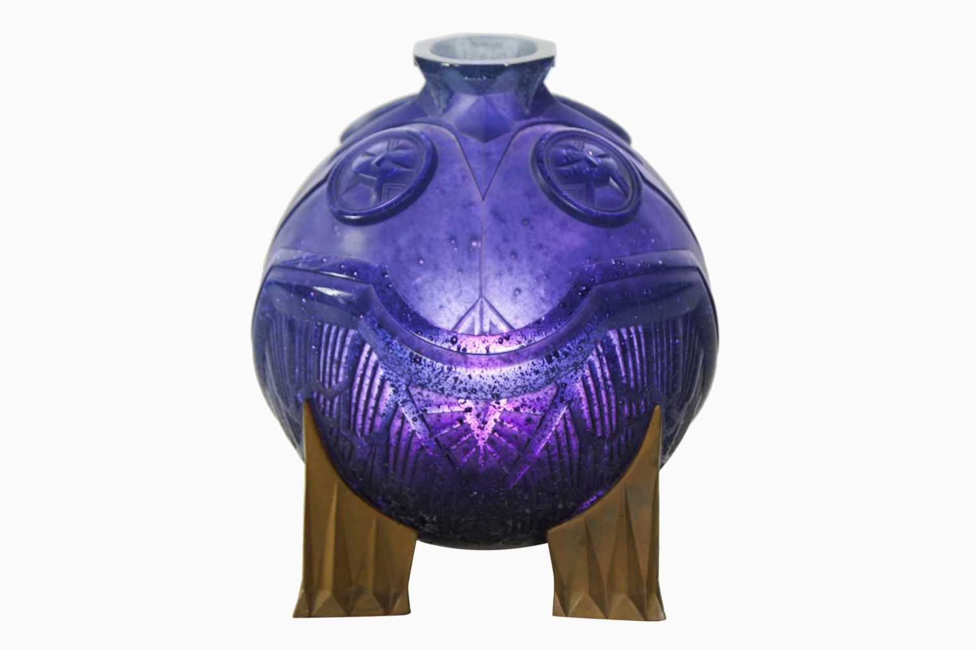 Daum/Philippe Druillet, Salammbô 1999, Kunstobjekt Vase, blau/violett, Salammbô 1999, Pâte de Verre,