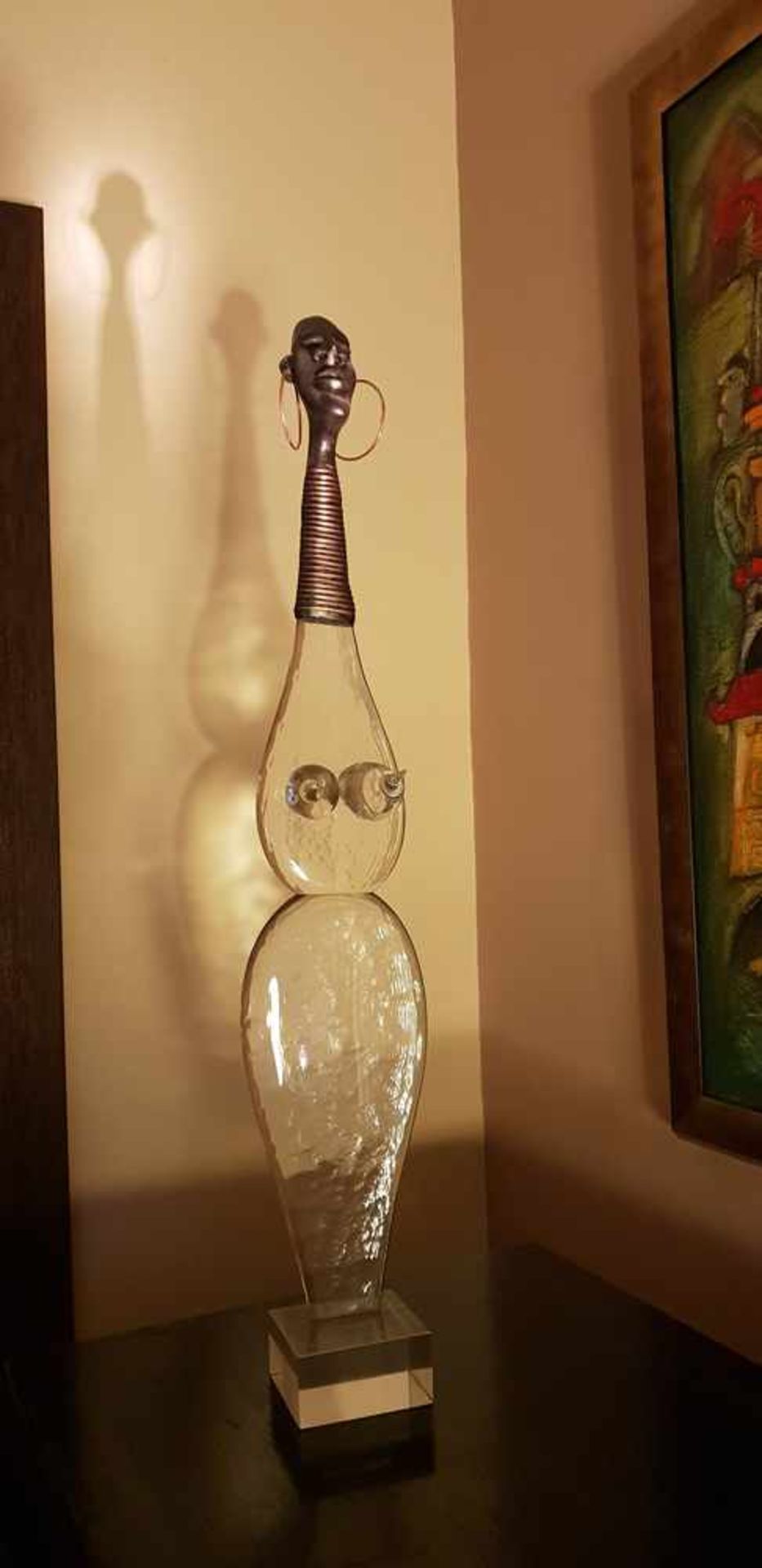 Dalibor Nesnidal, "Nubierin" Glasfigur mit Halsschmuck und Ohrringen, signiert und dat. Nesnidal