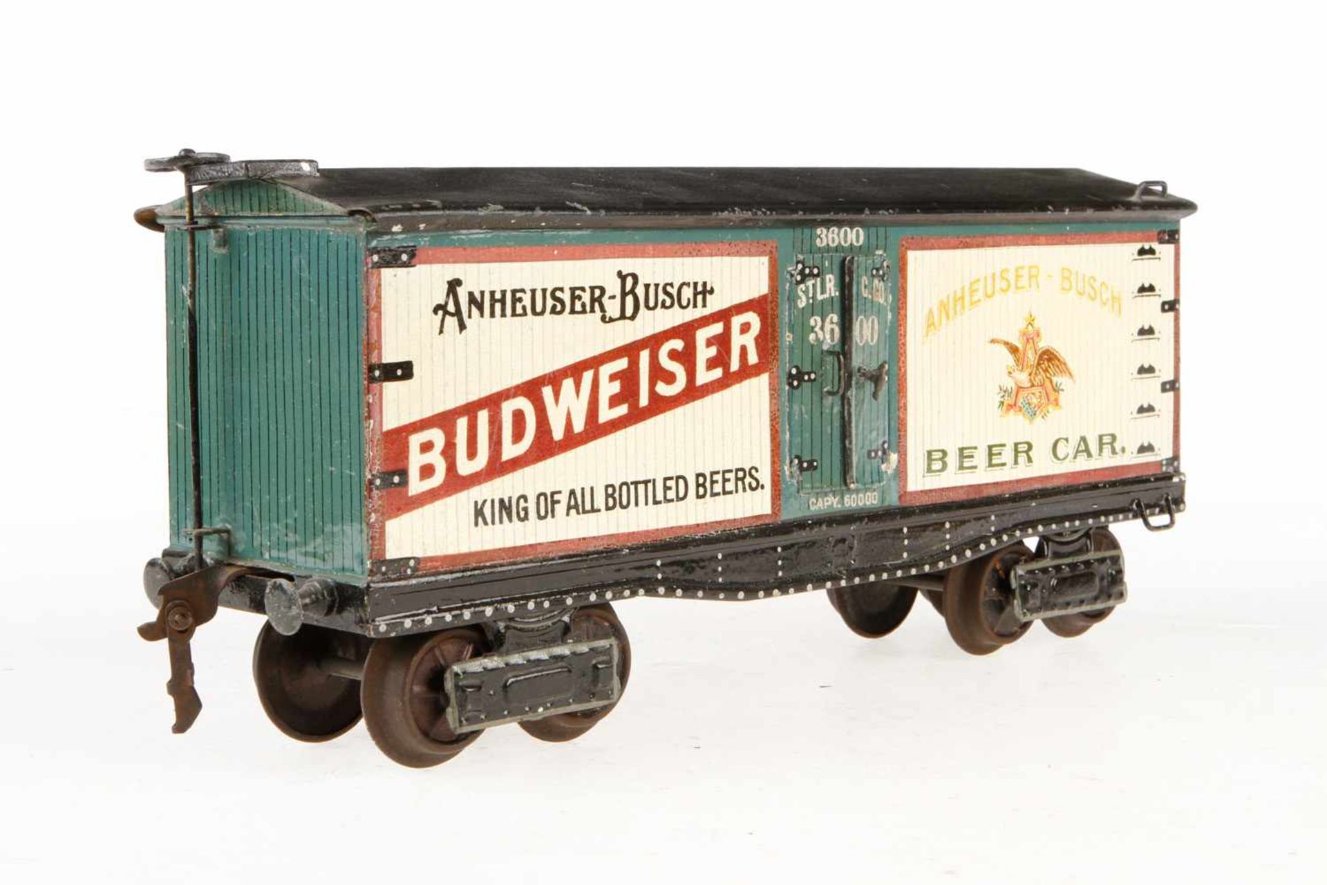 Märklin amerikanischer Bierzug, Spur 1, ab 1904, handlackiert, 2-B Spiritus-Dampflok AE 4021, mit - Bild 5 aus 12