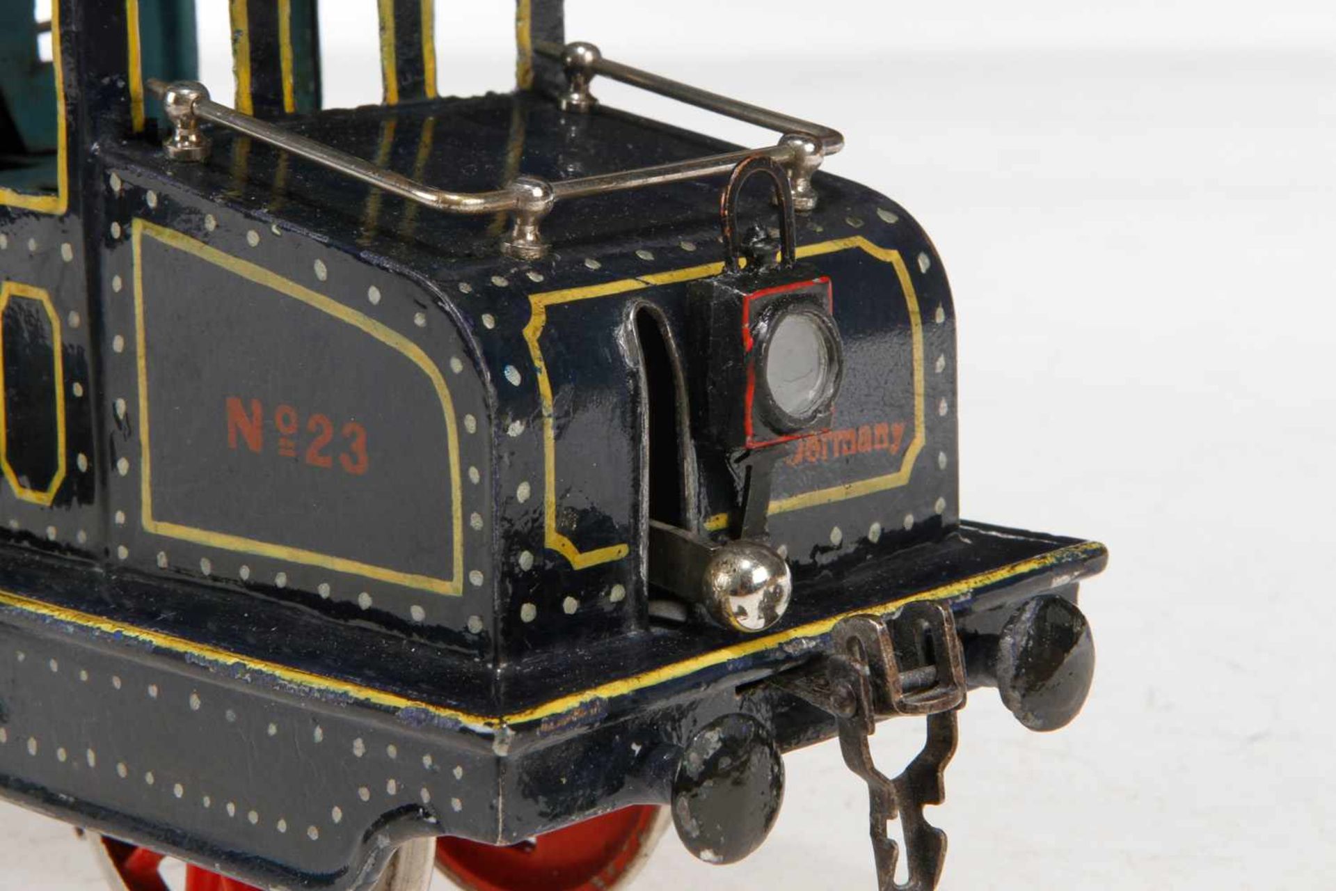 Märklin Tunnellok V 1021 CLR, um 1903, Spur 1, blau handlackiert, Uhrwerk intakt, mit Bremse, vor- - Bild 15 aus 15