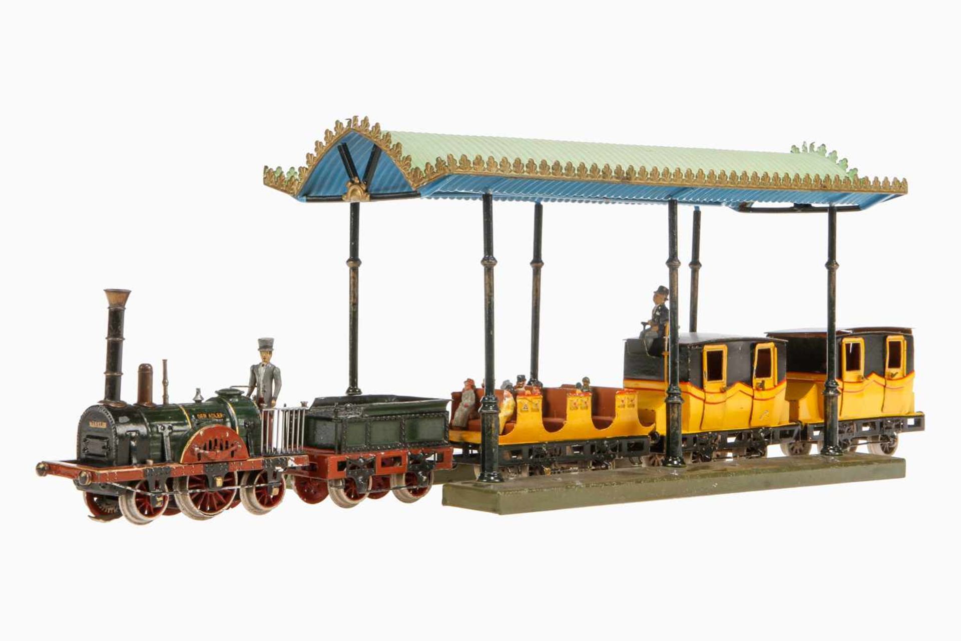 Märklin Adler-Zug AR 12930, S 0, elektr., Lok mit Motorklappe und Lokführer, Tender, offener