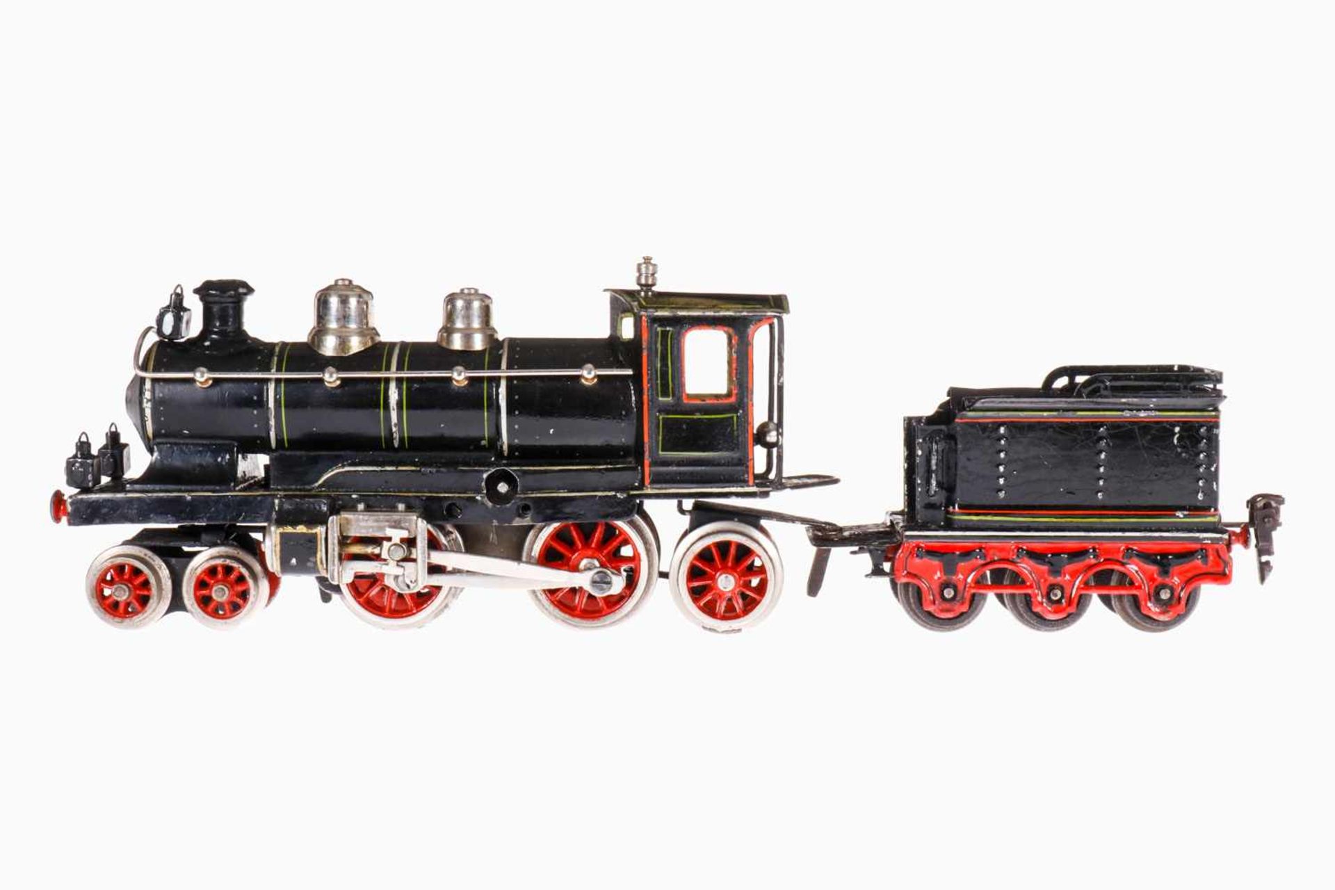 Märklin 2-B-1 Dampflok CEM 1020, mit 3A-Tender, Spur 0, uralt, handlackiert, Uhrwerk intakt, 3 imit.