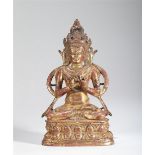 TIBETAN GILT BRONZE FIGURE OF VAJRASATTVA