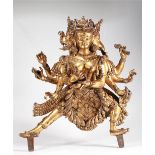 TIBETAN GILT BRONZE FIGURE OF CHAKRASAMVARA TANTRA