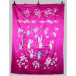 CHINESE EMBROIDERED SILK HANGING PANEL