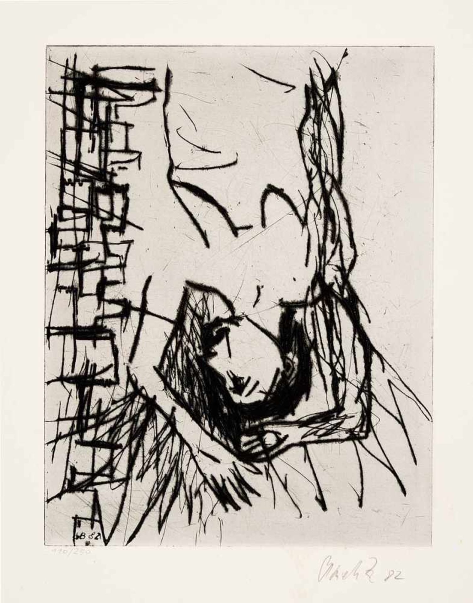 Baselitz, Georg(Deutschbaselitz in Sachsen 1938 - lebt bei München)o.T. Kaltnadelradierung auf