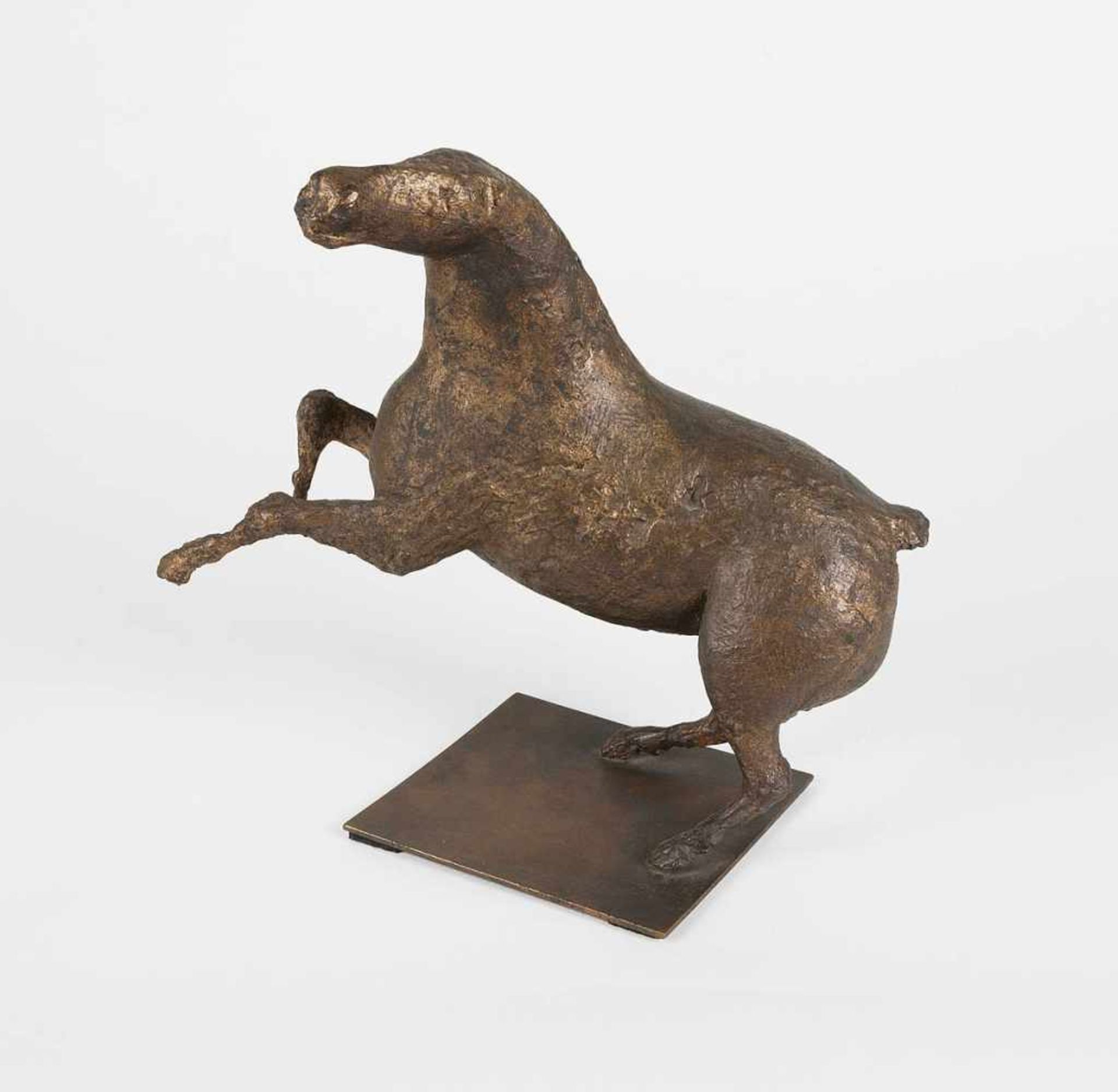 Dunkel, Joachim(1925 Berlin 2002)Steigendes Pferd. Bronze mit goldbrauner Patina. 1963. 26,5 x 28
