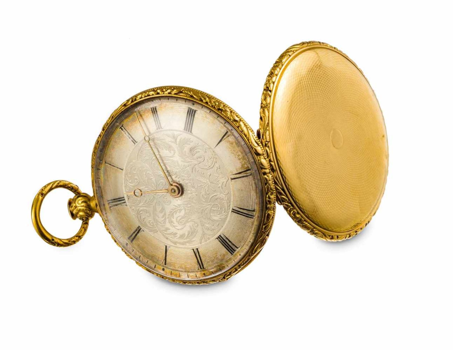 Goldene TaschenuhrWohl Louis Duchène et Fils, um 1820Mit Schlüsselaufzug. "Duchène à Genève".