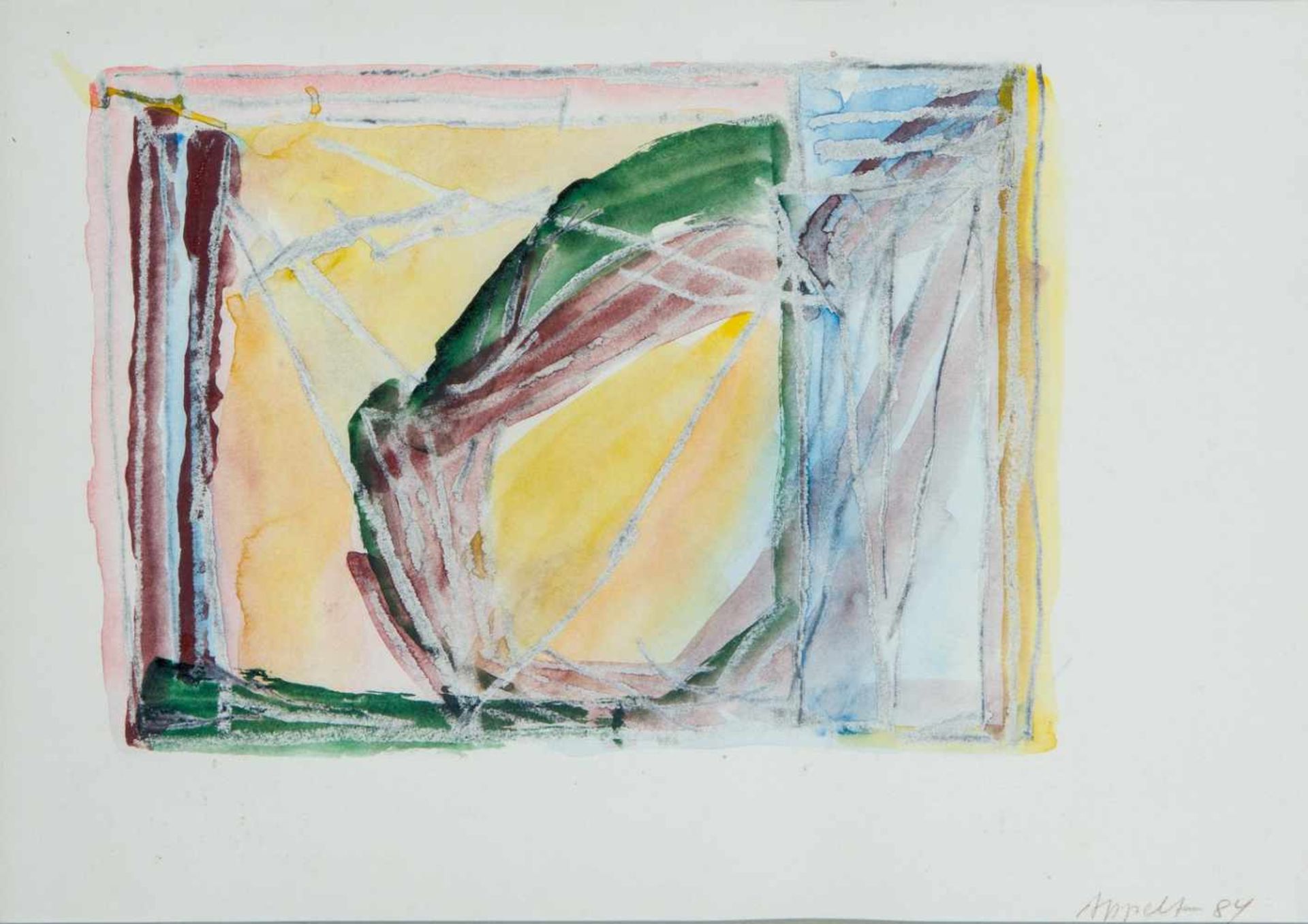 Appelt, Dieter (geb. 1935 in Niemegk)Ohne Titel, 1984Tusche auf gelblichem Papier. Ca. 27×39 cm.