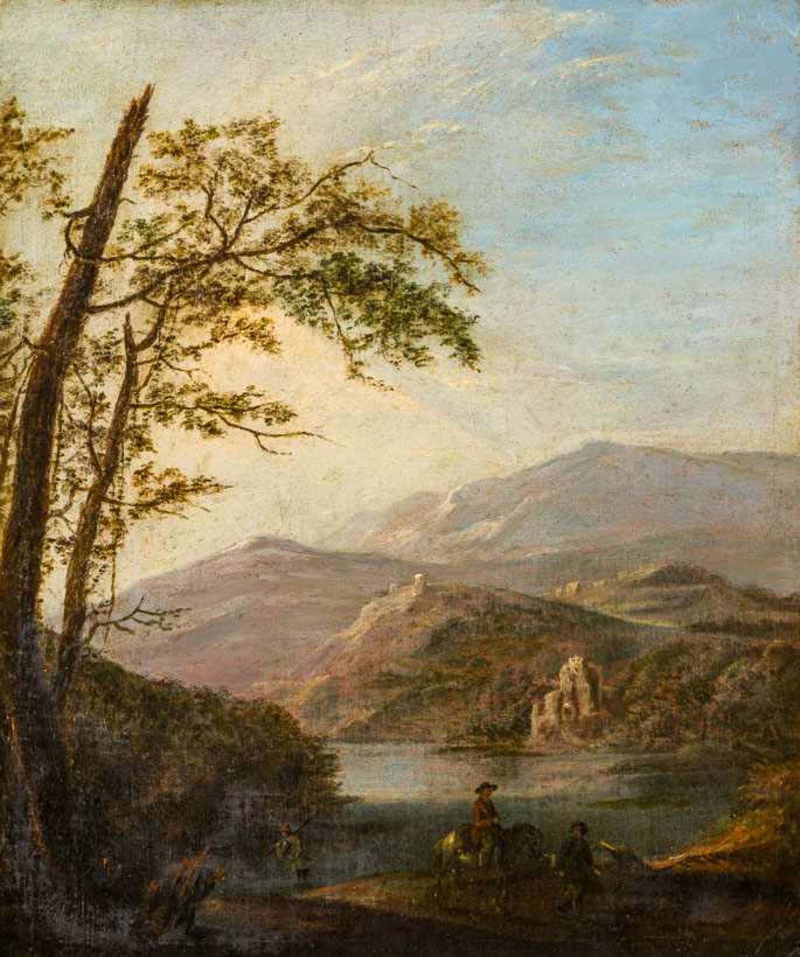 Deutscher Maler, in der Art von Joachim Beich (1665-1748)Zwei Flusslandschaftena) Reiter auf Anhöhe.