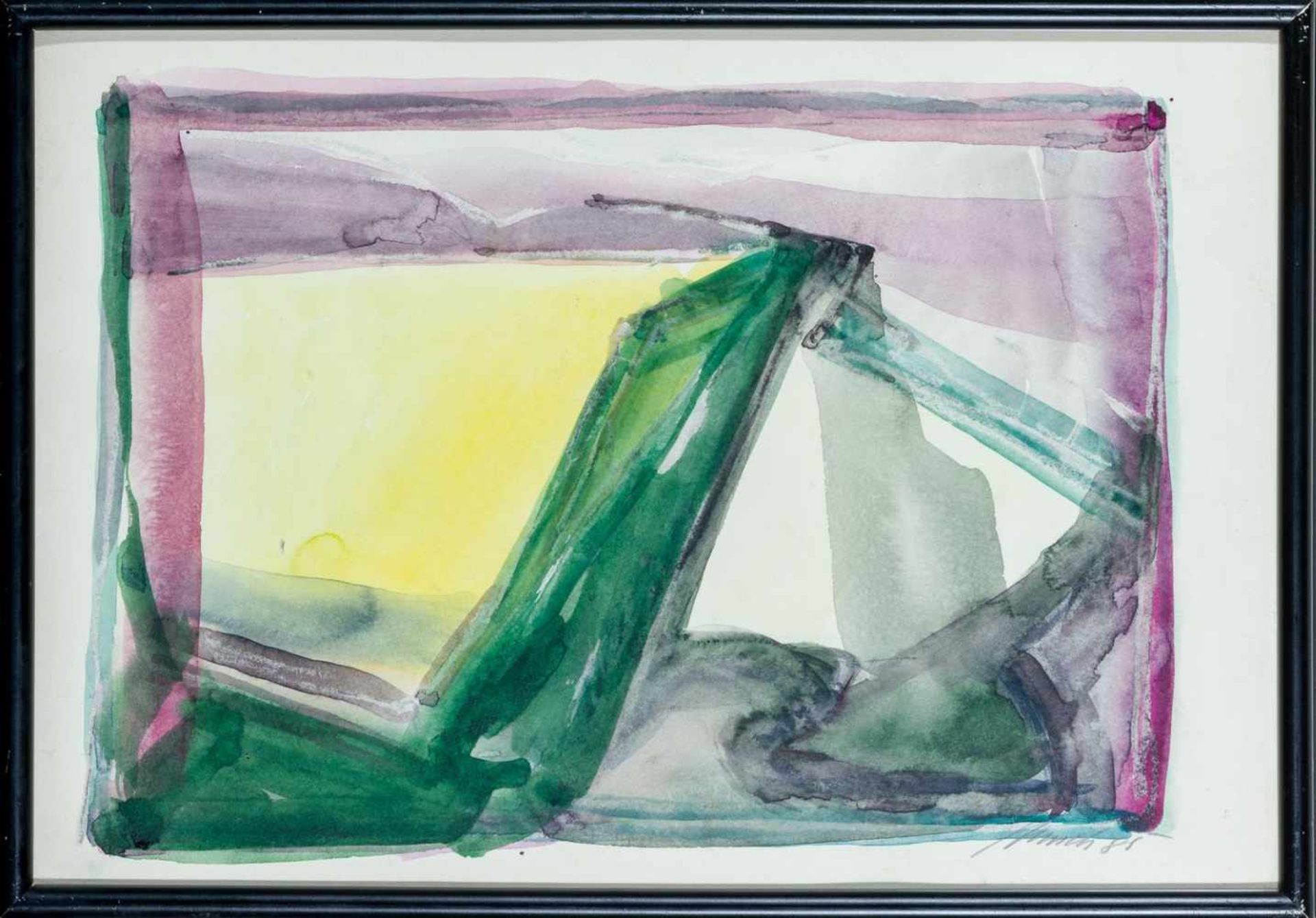 Appelt, Dieter (geb. 1935 in Niemegk)Ohne Titel, 1985Tusche auf gelblichem Bütten. Ca. 27×39 cm.