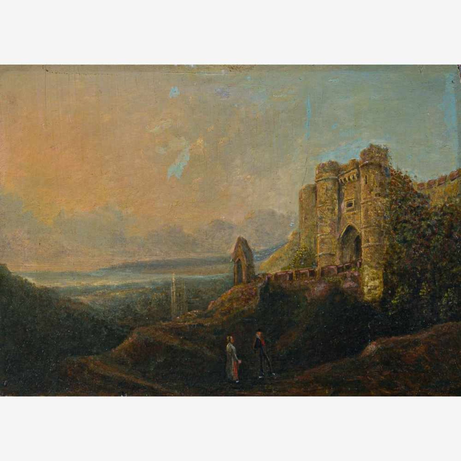 Englischer Maler (1. H. 19. Jh.)Mächtiges Tudorcastleauf Hügel über Kathedralstadt gelegen, mit