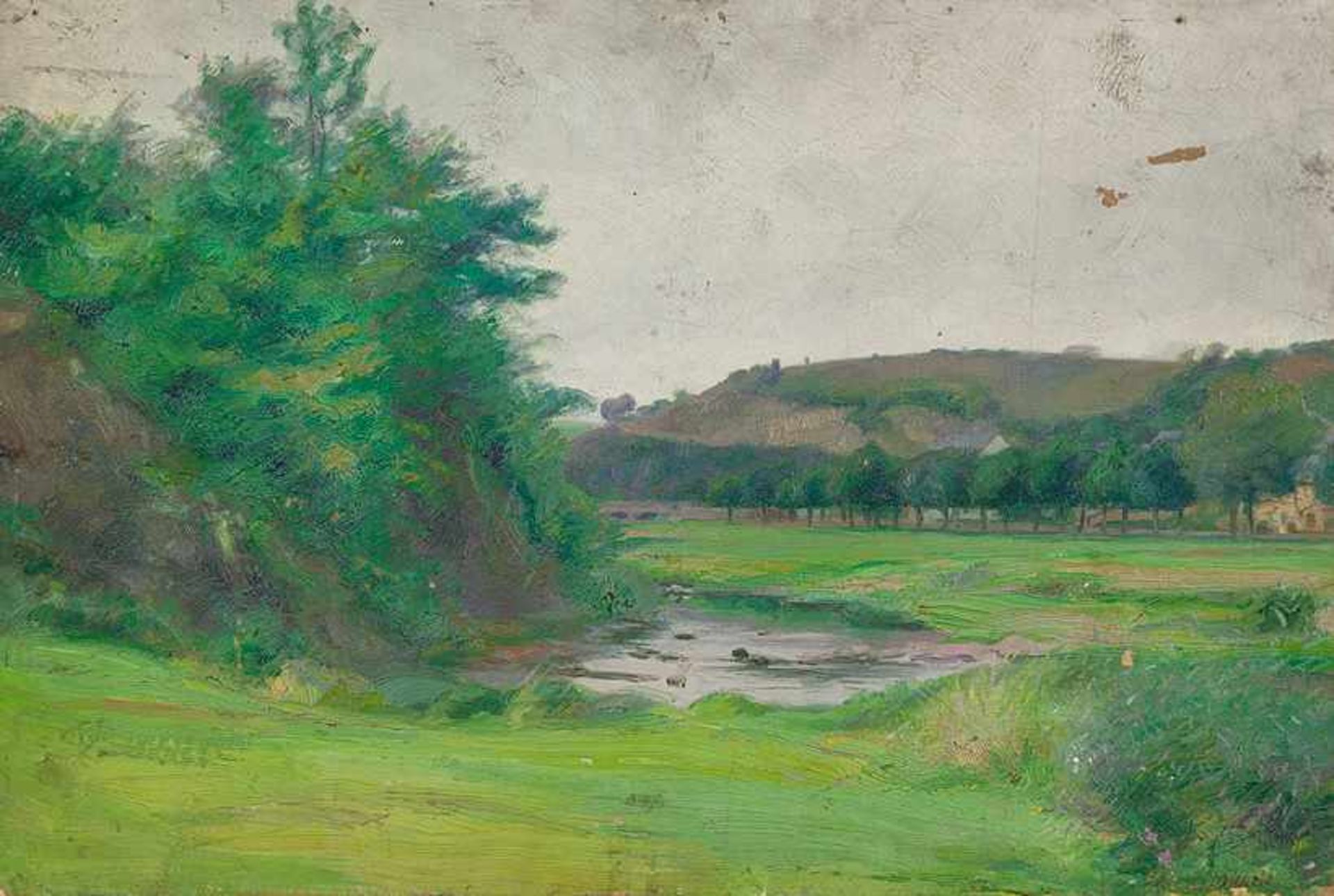 Klein-Diepold, Julian (Dortmund, Norderney 1868-1947)Hügellandschaft und AlleeSign. Malkarton. 35×