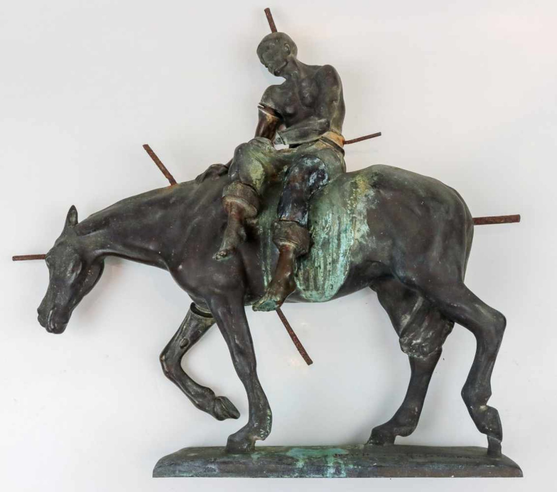 Hussmann, Albert Hinrich (Lüdingworth, Fürstenberg 1874-1946)Mann zu PferdGladenbeck. Bronze. 7