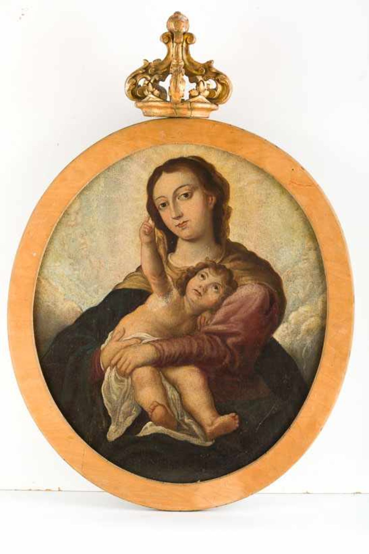 Römischer Maler (18. Jh.)Madonna mit Jesuskind in EngelsglorieLwd. (doubl.). 74×64 cm. Rahmen mit