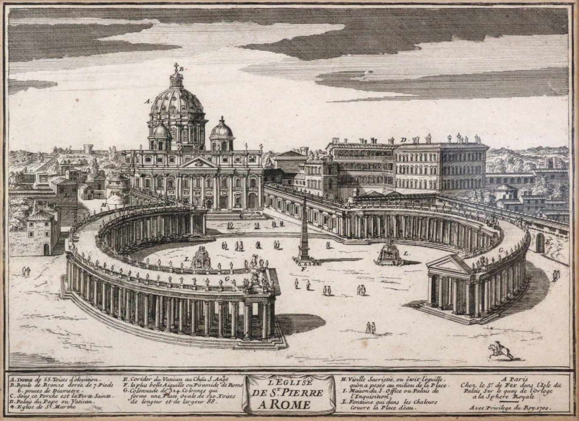 De Fer, Nicolas (Paris 1646-1720)Rom1700L'église de St. Pierre à Rome. Kupferstich mit Legende. In