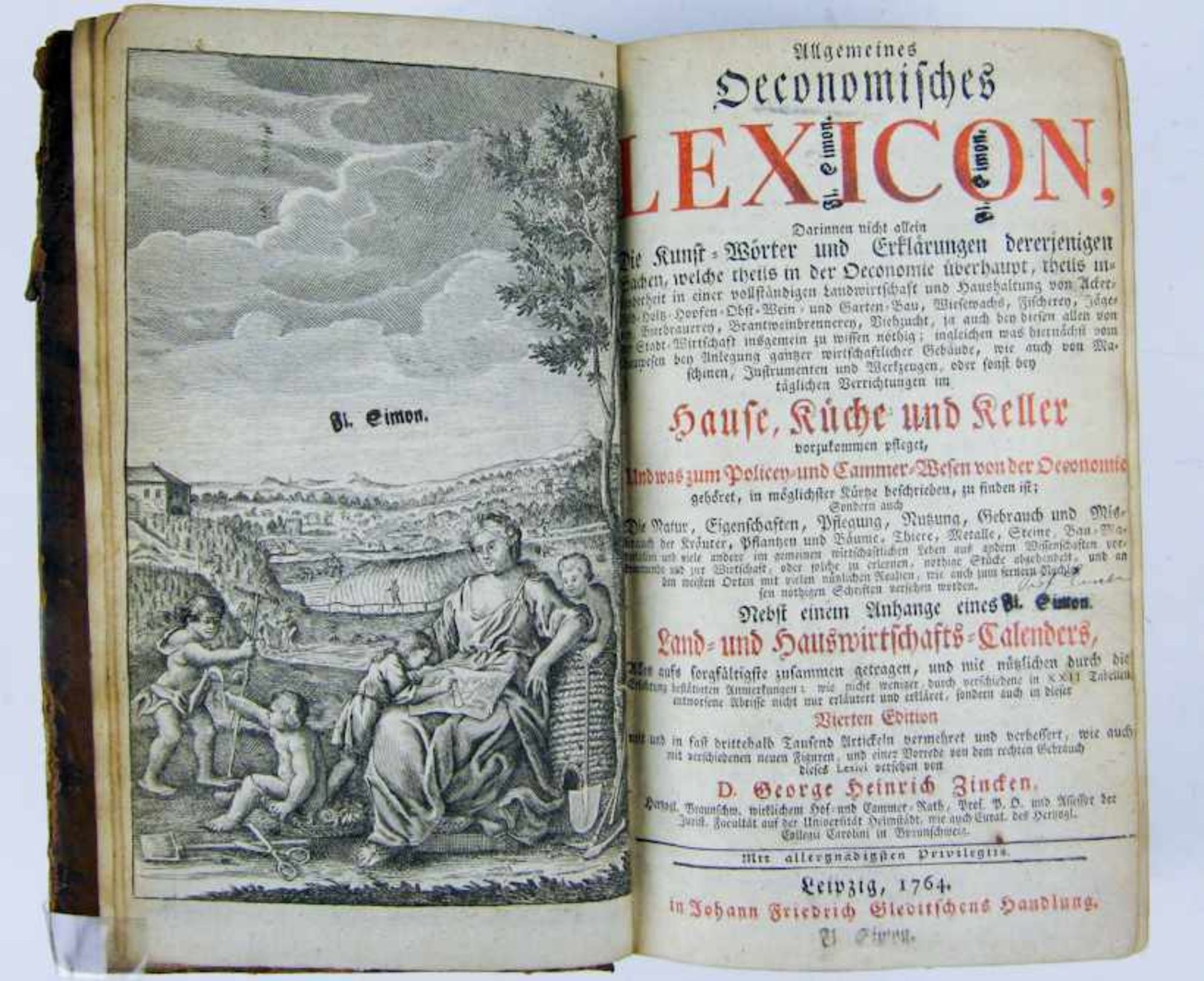 Zincke, G. H.Allgemeines Oeconomisches Lexicon ...Verl. Gleditschens, Leipzig 1764. Frontispiz, 22
