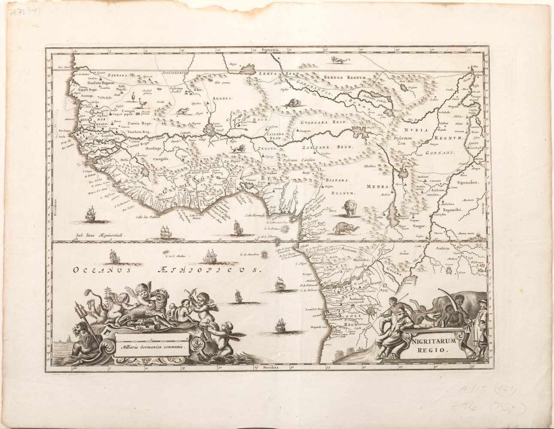 Afrika und Westafrika – Vier Landkarten17., 18. u. 19. Jh.a) Nigritarum Regio. Kupferstich mit