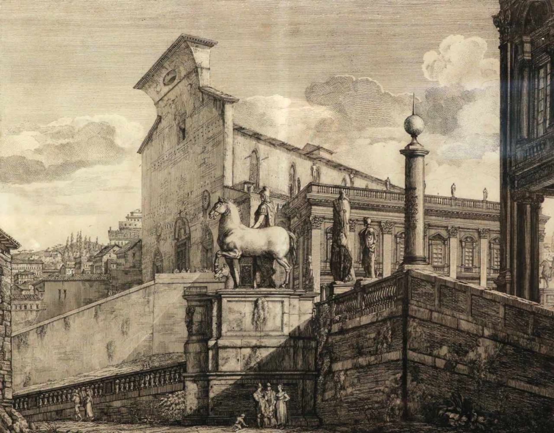 Rossini, Luigi (Ravenna, Rom 1790-1857)Veduta di Fianco del Campidoglio di Roma1819Radierung. In der