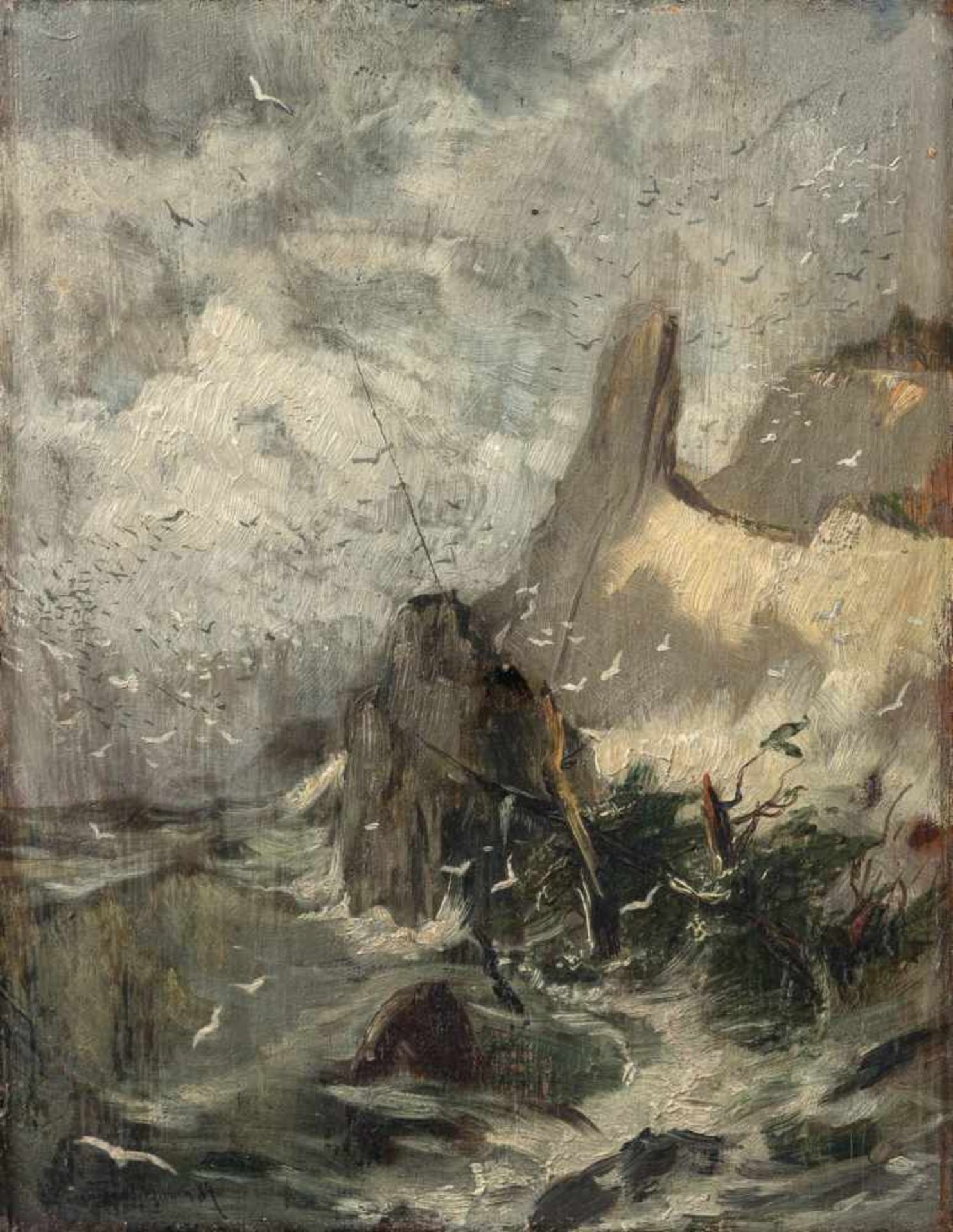 Hoffmann von Fallersleben, Franz (Weimar, Berlin 1855-1927)Steilküsteund vom Meer umtoster Fels.