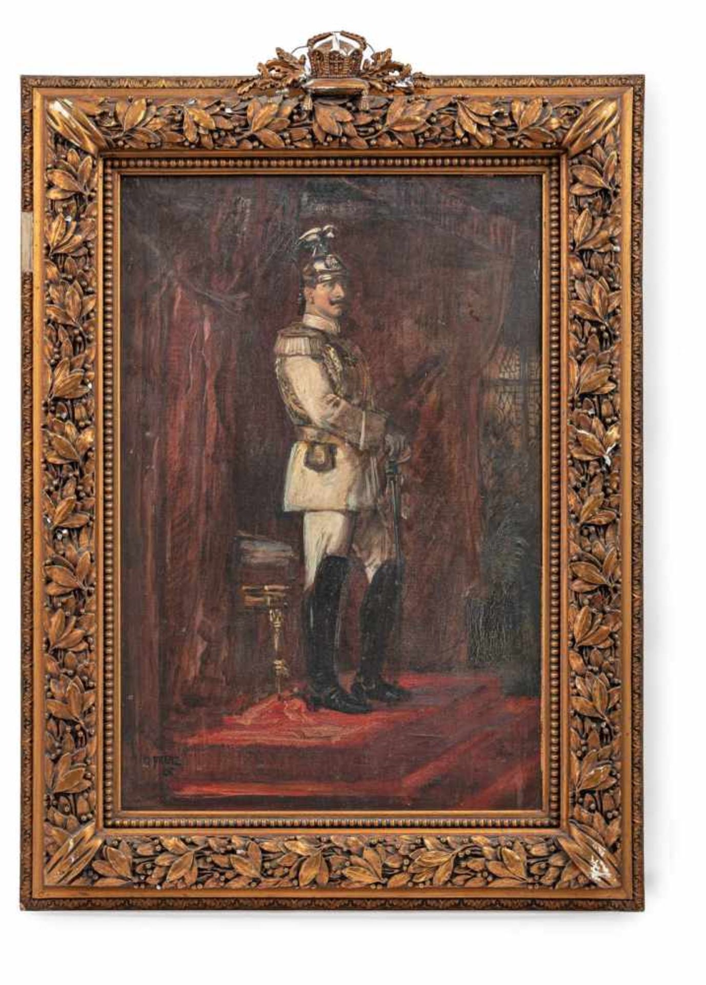 Frenz, Alexander (Rheydt, Düsseldorf 1861-1941)Kaiser Wilhelm II.in Uniform vor Thronsessel und