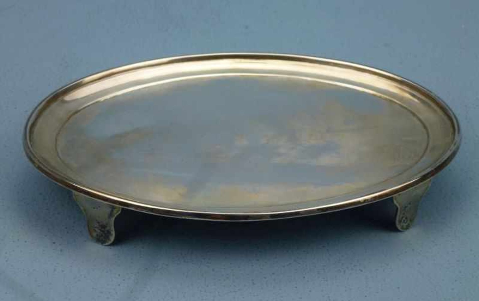 Salver, Dublin 1803, 958er Silber oval, 4 Füßchen, Wulstrand, 18x13cm, 217g