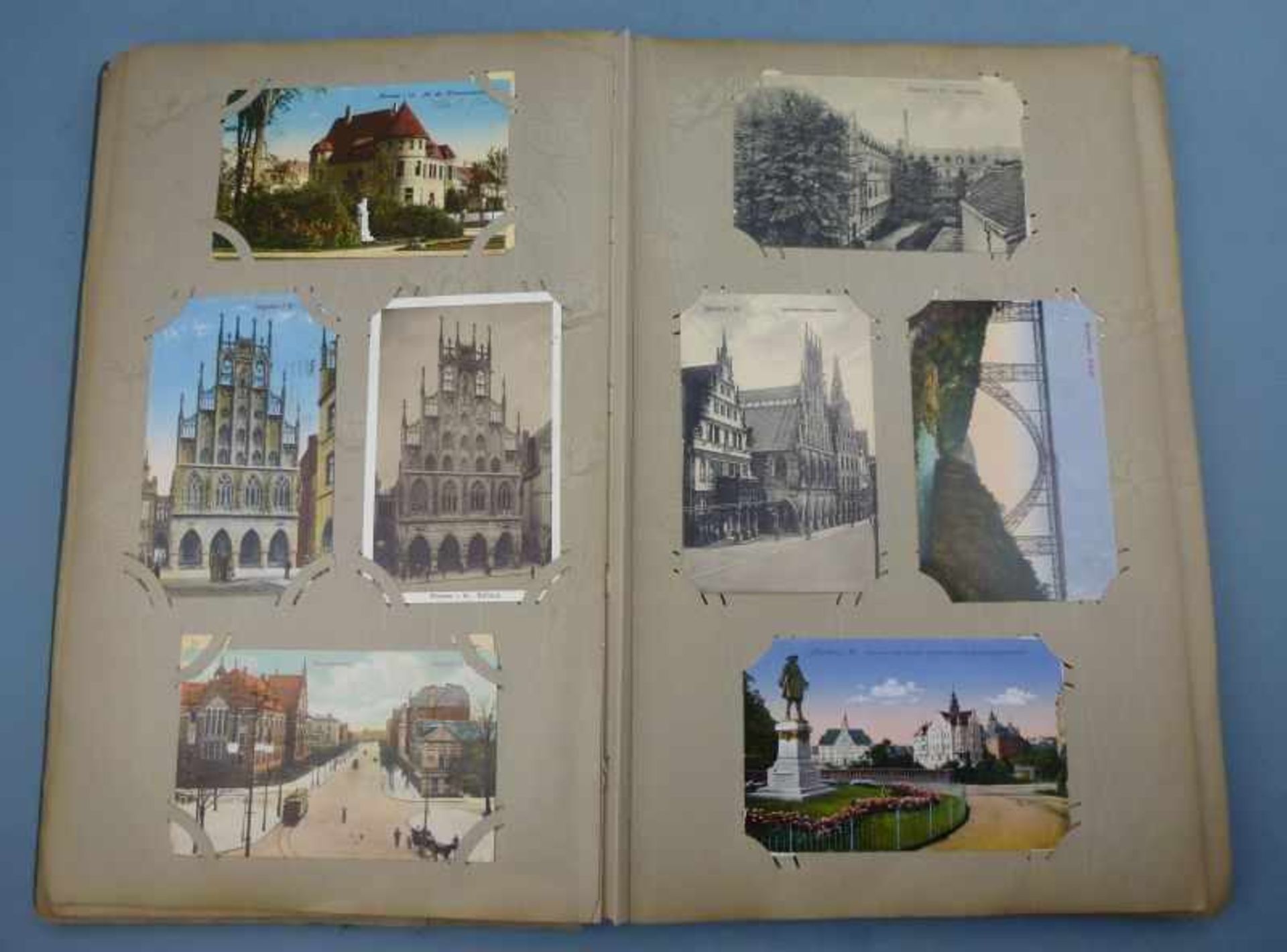 Postkartenalbum, 1910/20er Jahre zahlr. Ansichtskarten v. Aachen, Berlin, Brüssel,Hamburg,