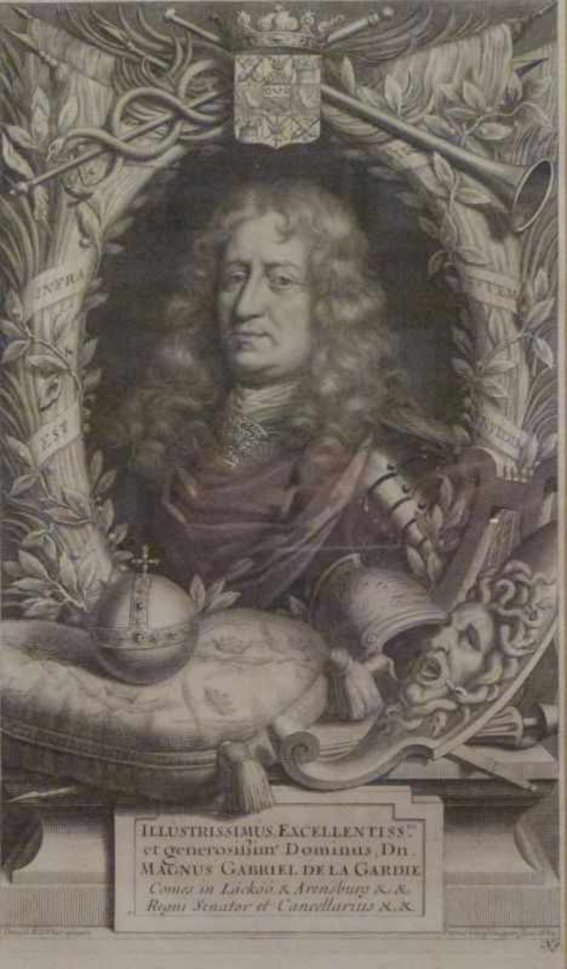 "Magnus Gabriel de la Gardie", 17.Jh. Kupferstich von Petrus van Schuppen 1669, Brustbildin