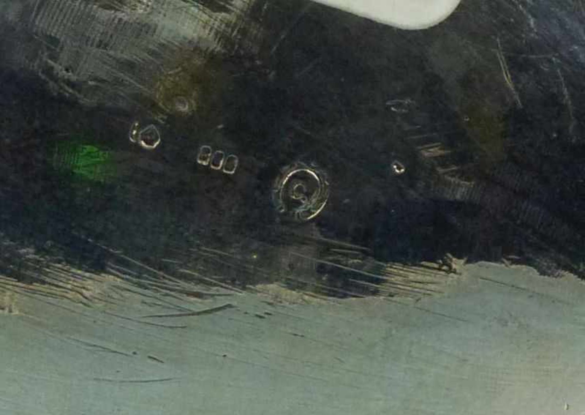 Sahnekännchen, 800er Silber, 19.Jh. oval, geschweift gerippt, breiter Ausguss,C-Schwünge-Henkel, H - Image 2 of 2