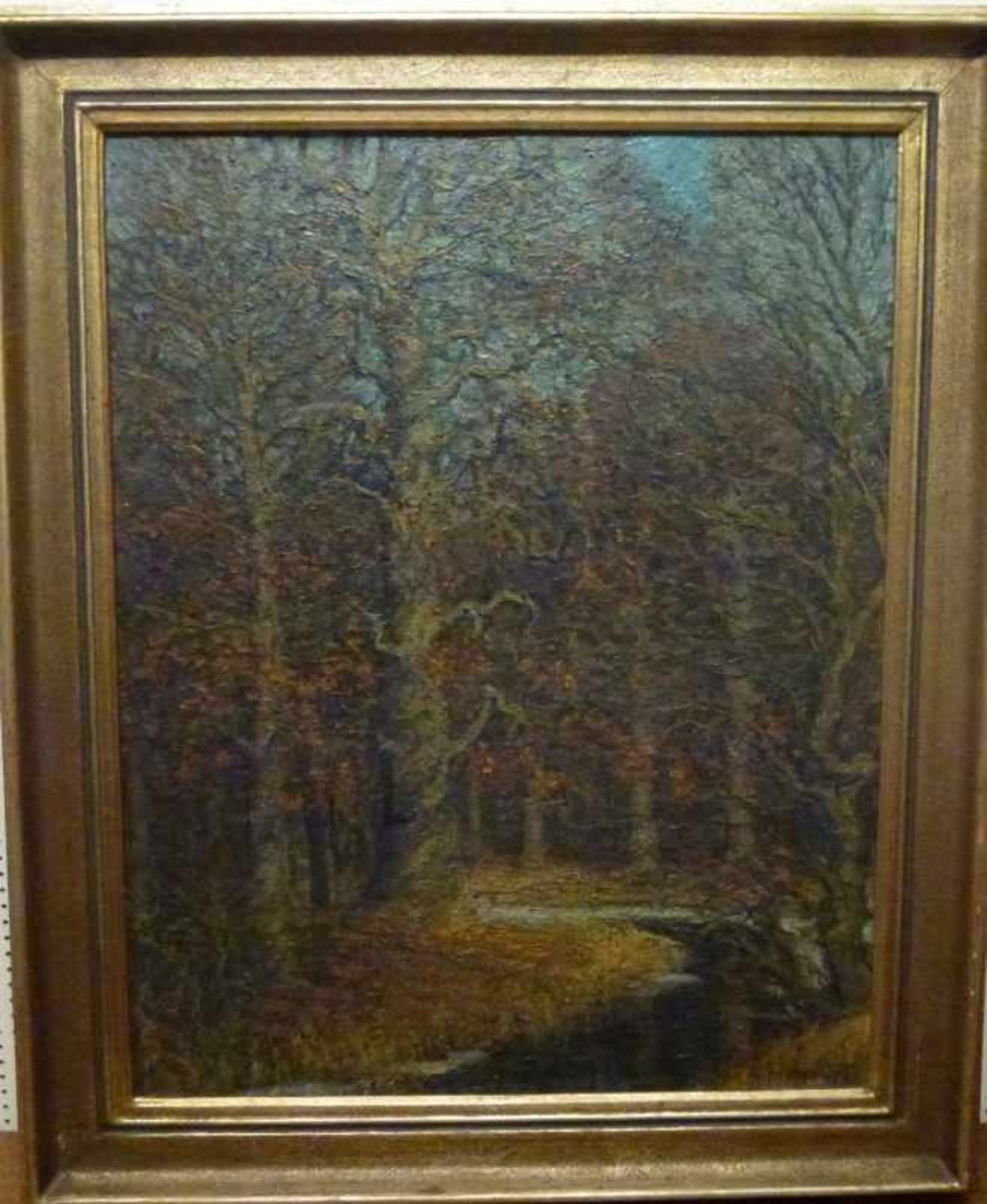 Sonniger Wintertag im Eichenwald, Carl Hessmert (1869-1928) Öl/Lw, sign., Flußlauf inunbelaubtem - Bild 2 aus 3