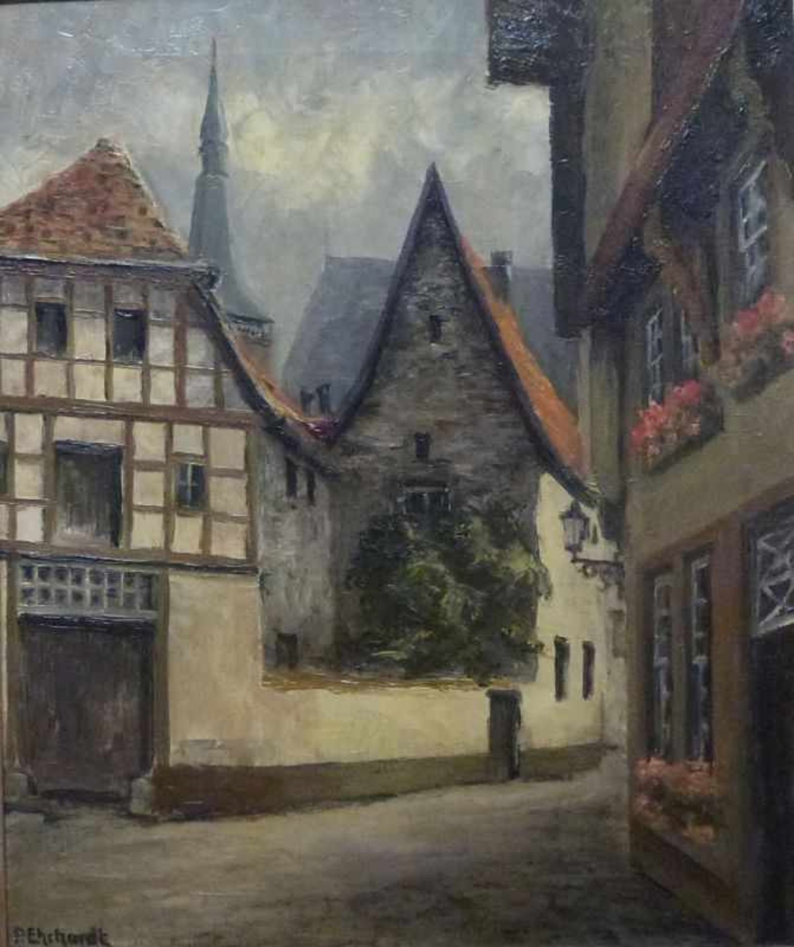 ''Alt Osnabrück''''Alt Osnabrück''Paul Ehrhardt (1888-1981) Öl/Lw, sign., Blick durch Häuser auf