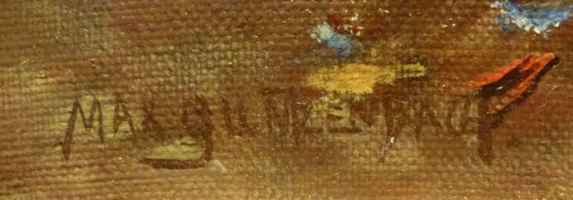 EntenEntenMax Guntzenbach, 1.Hälfte 20. Jh. Öl/LW, sign., 3 kl. Löcher, 43x63 cm, ger., - Bild 3 aus 3
