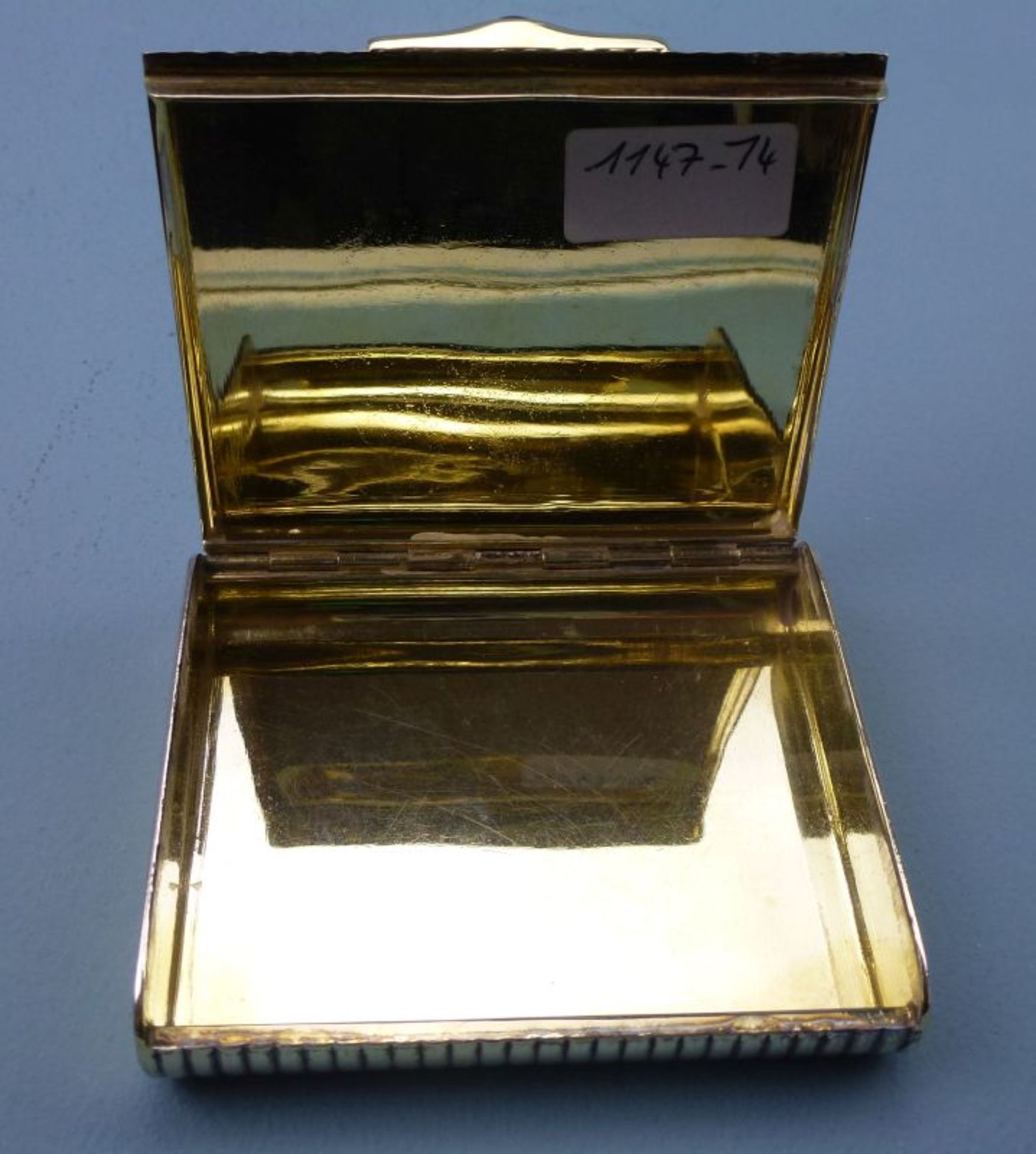 Art-Déco-ZigarilloetuiArt-Déco-Zigarilloetuium 1920, 925er Silber Vergoldung, gerundete Kanten, - Image 3 of 4