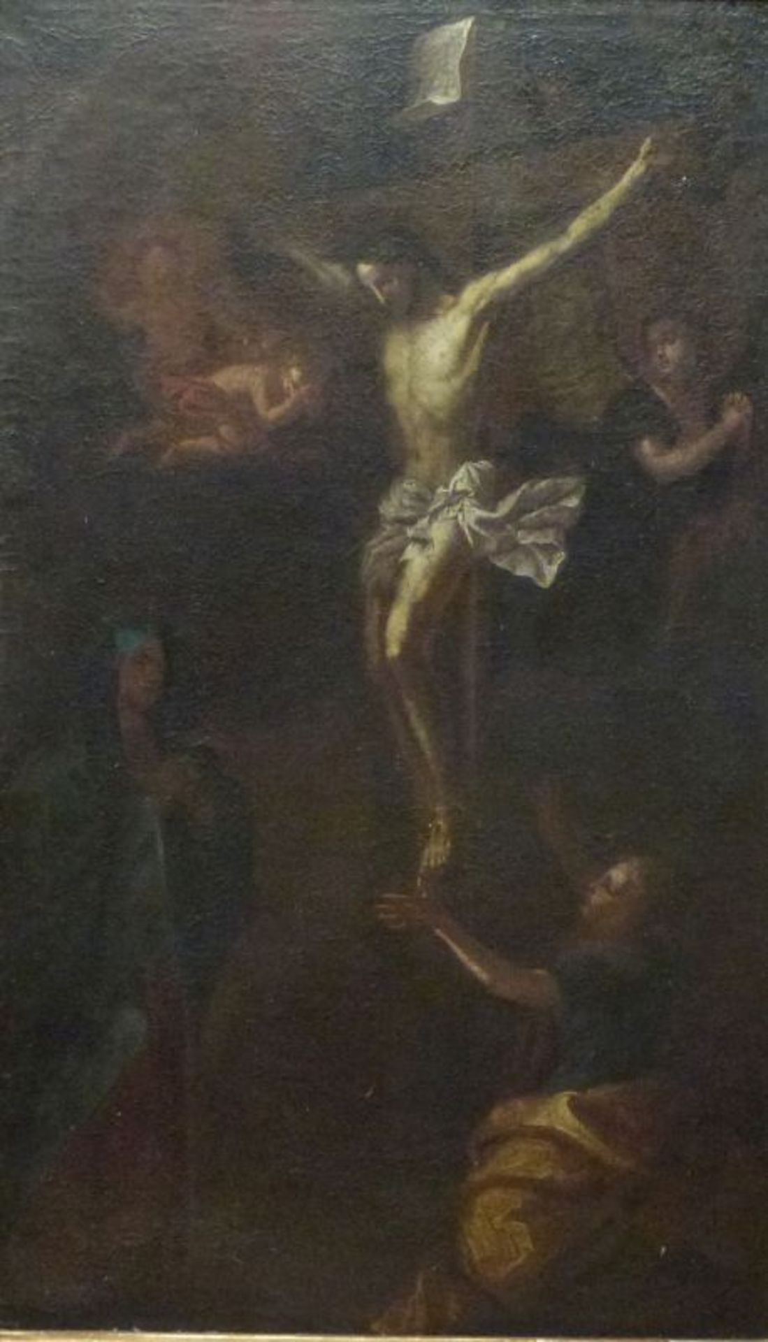 KreuzigungsszeneKreuzigungsszene17. Jahrhundert Öl/LW, gekreuzigter Christus v. Jungfrau Maria u.