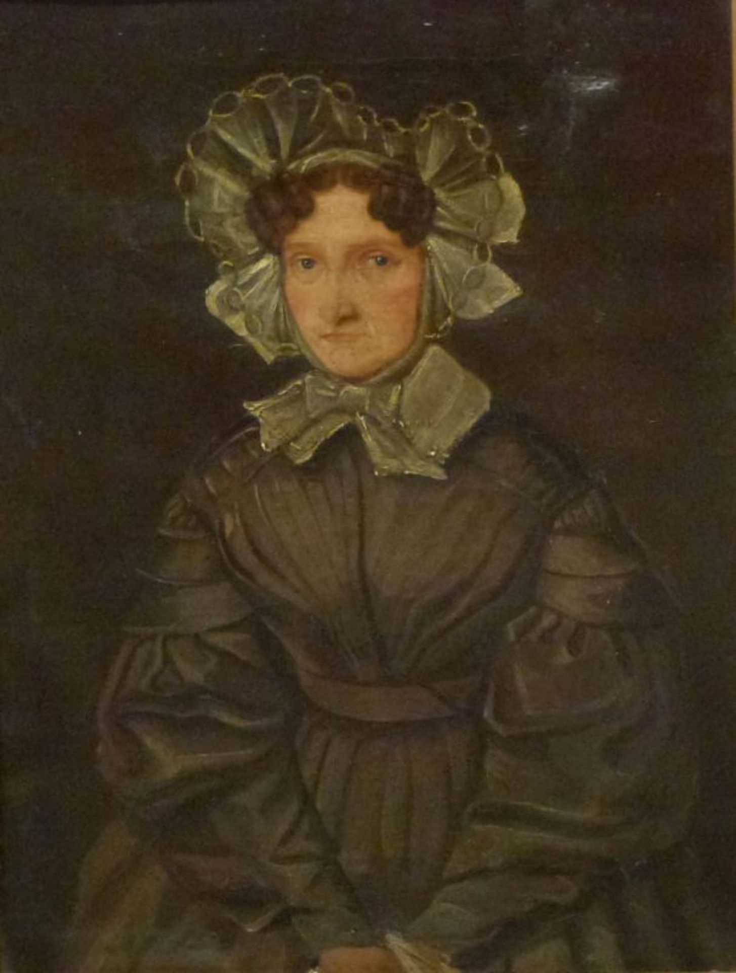Biedermeier-Portrait Öl/LWBiedermeier-Portrait Öl/LWhalbfig. Portrait einer Dame in dunkler Robe