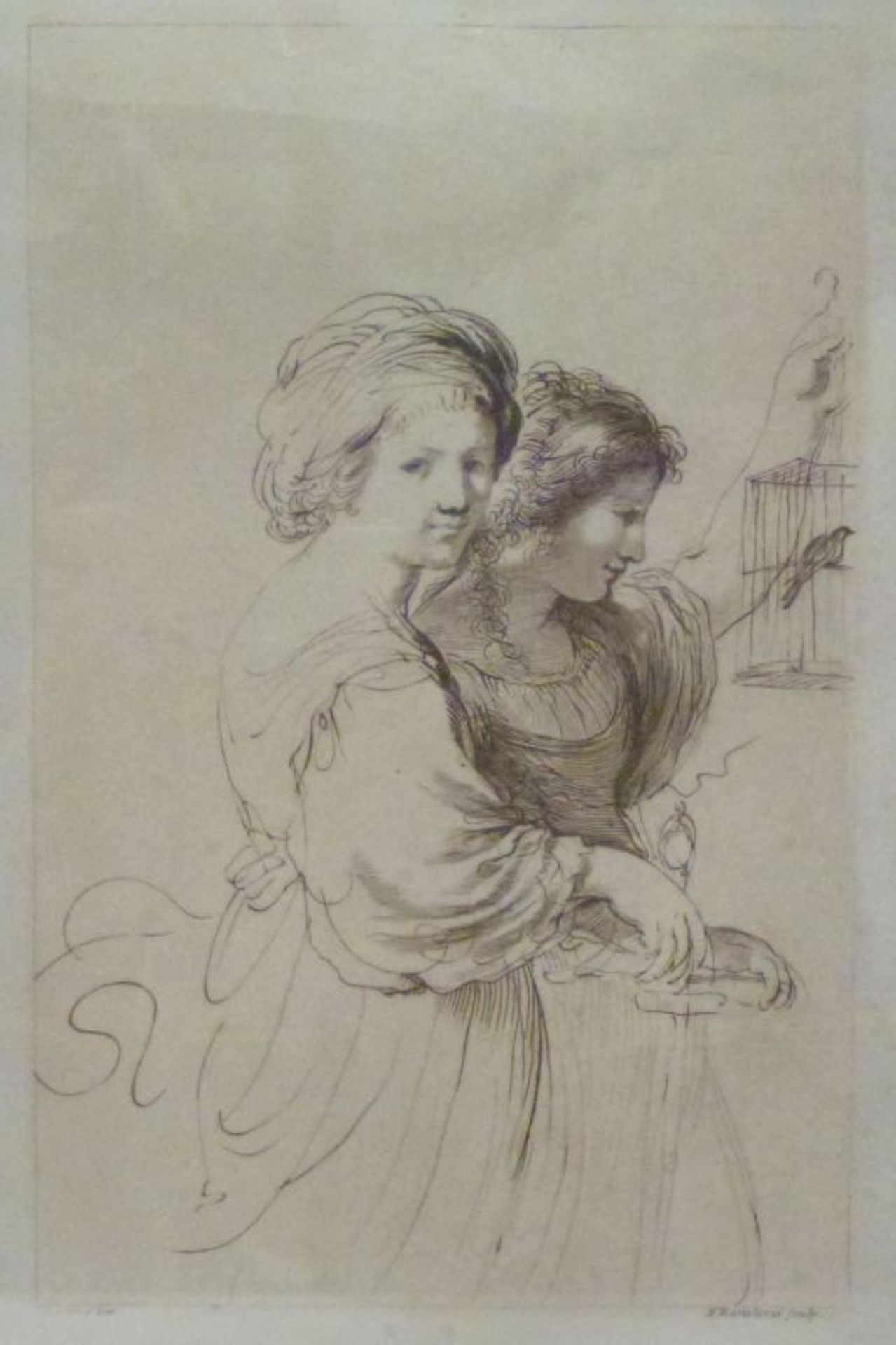 Damen mit Kanarienvogel, nach Guercino (1591-1666)Francesco Bartolozzi, 1727-1815Damen mit